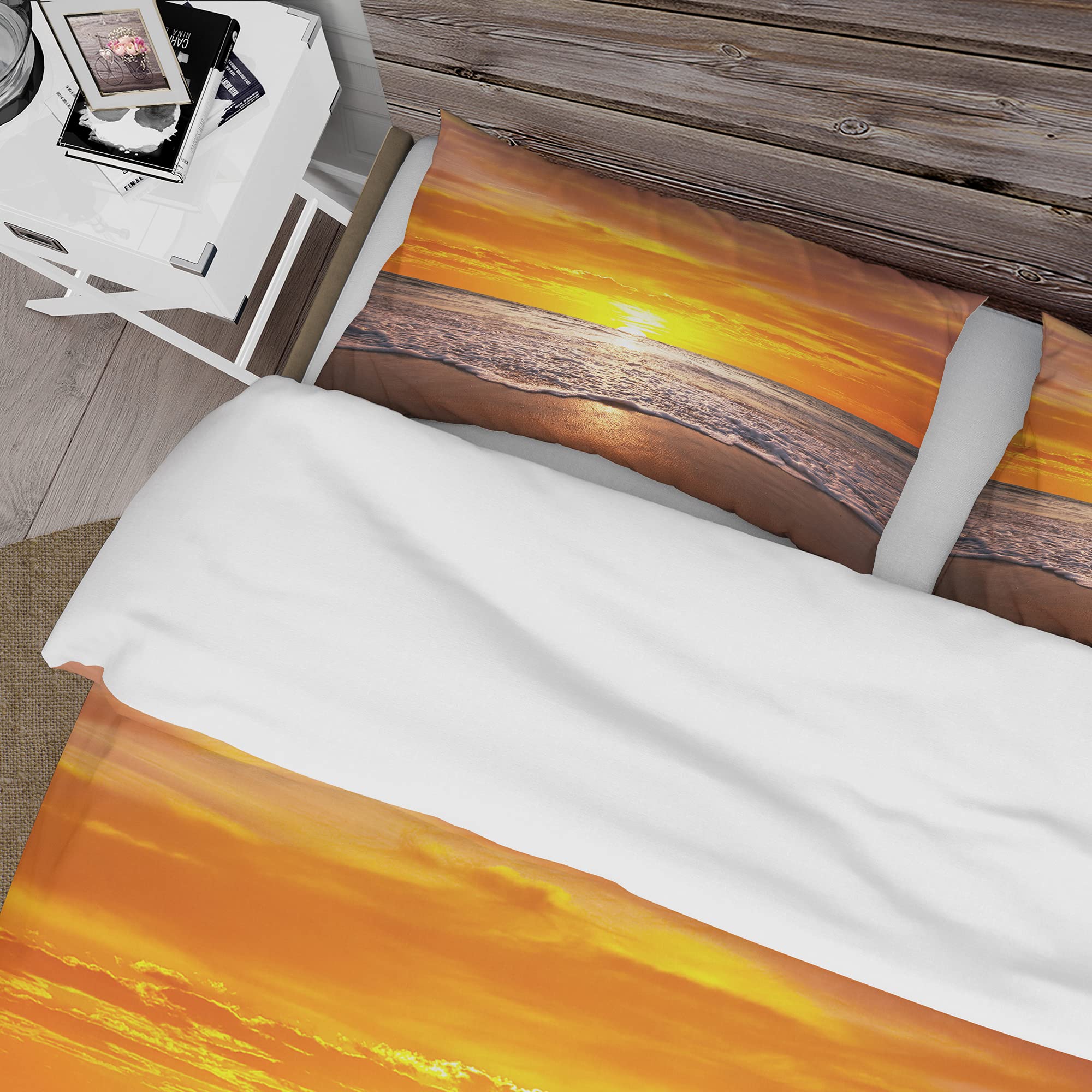 Majestic Sunset Coastal Duvet Cover Set King - Beach Bedding for All Seasons