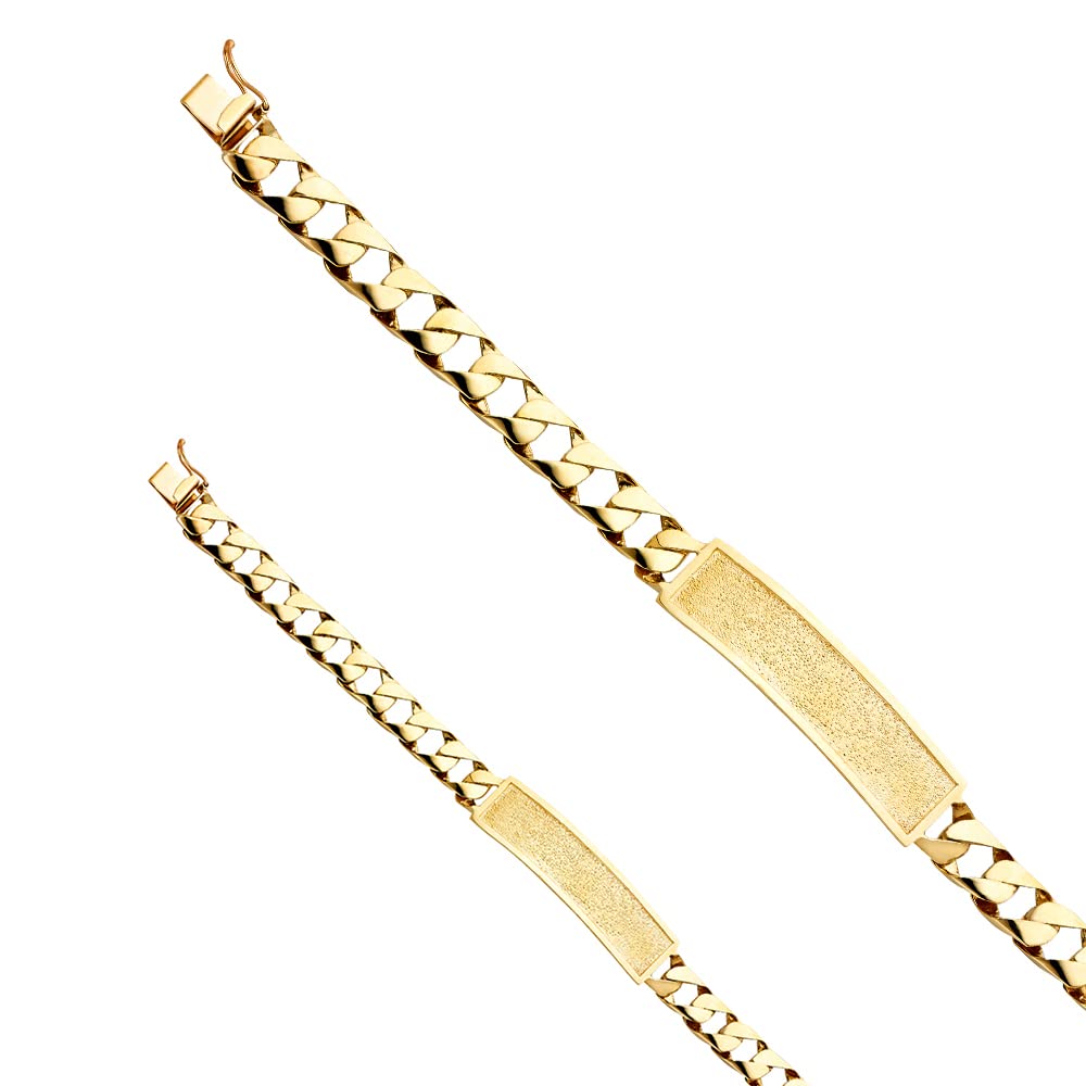 14K Yellow Gold Cuban Link ID Bracelet - 8.5