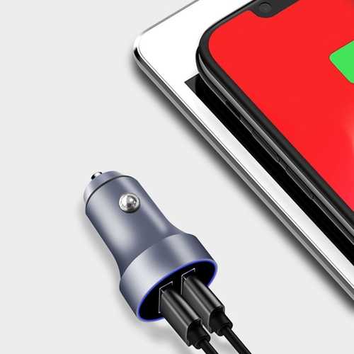 Bakeey Mini 2.4A Fast Dual USB Car Charger with LED Light - Compatible with iPhone S8/S9, Xiaomi 6, OnePlus 5 - Perfect for Road Trips & Emergency Charging in Vehicles