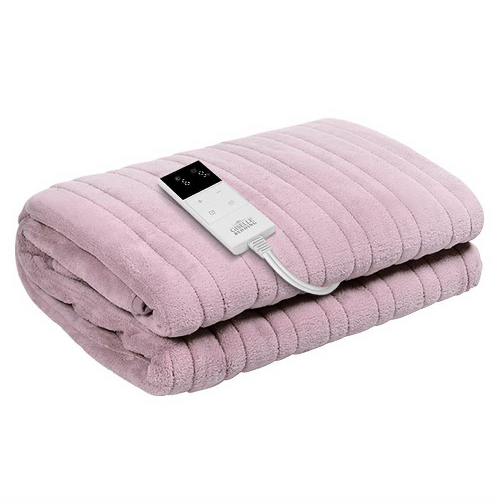 Giselle Electric Heated Blanket - Soft Fleece Throw Rug in Pink for Cozy Warmth - Perfect for Bed, Sofa & Winter Nights
