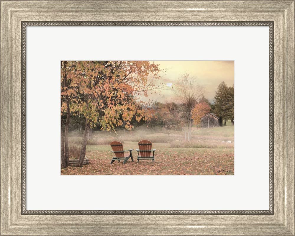 Adirondack Sunrise by Lori Deiter - Framed Art Print Wall Picture in Silver Scoop Frame, 20 x 16 Inches - Perfect for Living Room, Bedroom & Office Decor