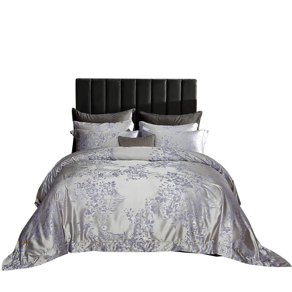 Premium Jacquard Duvet Cover Set Queen Size - Luxury Bedding Collection - 6-Piece Munich Design for Master Bedroom & Guest Room Decor