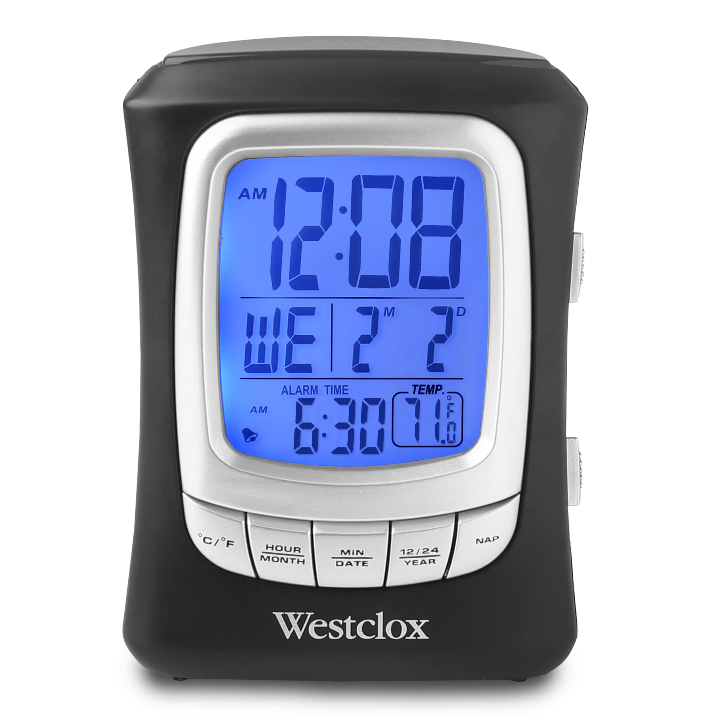 Westclox 72001 Travel Alarm Clock with Nap Timer – Compact, Non-Foldable Design for Home, Office & Hotel Use