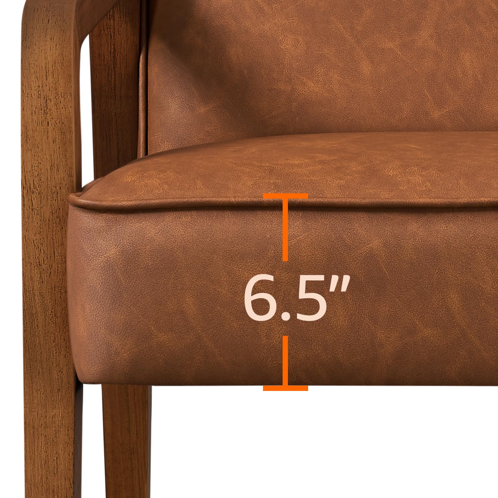 Yaheetech Mid Century Modern Accent Chair - PU Leather Reading Armchair with Solid Wood Frame for Living Room, Bedroom, Office - Light Brown - Perfect for Relaxing, Reading & Home Decor (2-Piece Set)