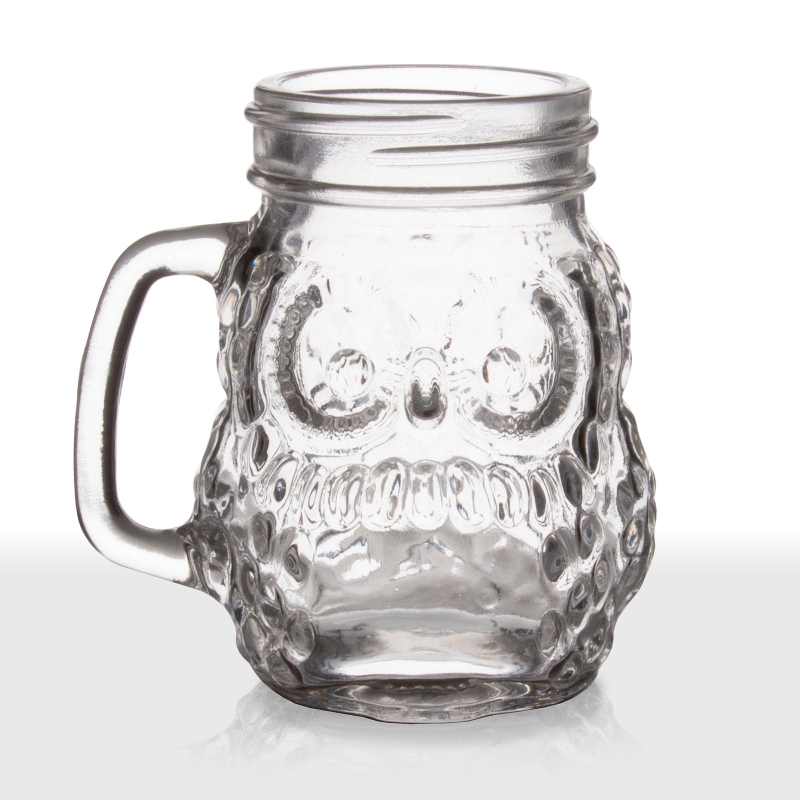 BarConic® 4oz Owl Mason Jar with Handle - Cute Glass Drinking Cup for Coffee, Tea, Juice - Perfect for Home, Office, Parties & Gifts
