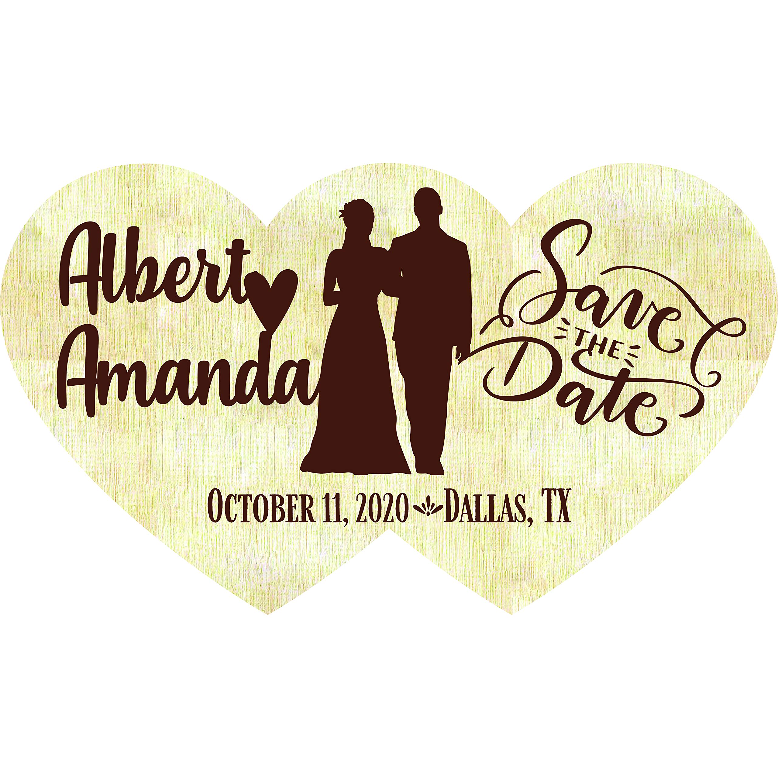 Personalized Wood Engraved Wedding Invitations & Save The Date Magnets - Custom Engraved Wedding Announcements for Engagement, Anniversary (Design 15, 100) - Perfect for Rustic Weddings, Bridal Showers & Anniversary Celebrations
