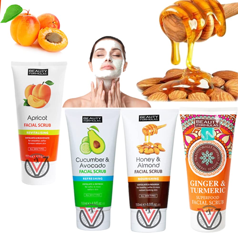 Beauty Formulas Facial Scrub 150ml - Exfoliating Face Wash for Glowing Skin | Choose Your Favorite Scent | Perfect for Daily Skincare Routine & Travel