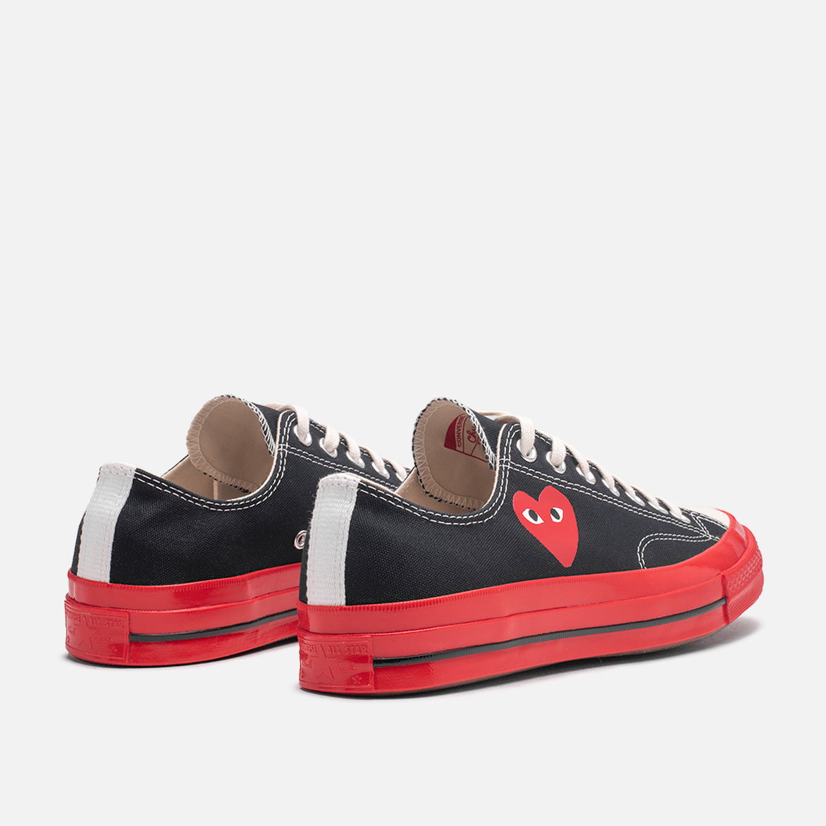 CDG PLAY x Converse Chuck 70 OX Sneakers - Black/Red Colorway - Unisex High-Top Canvas Shoes for Streetwear & Casual Outfits