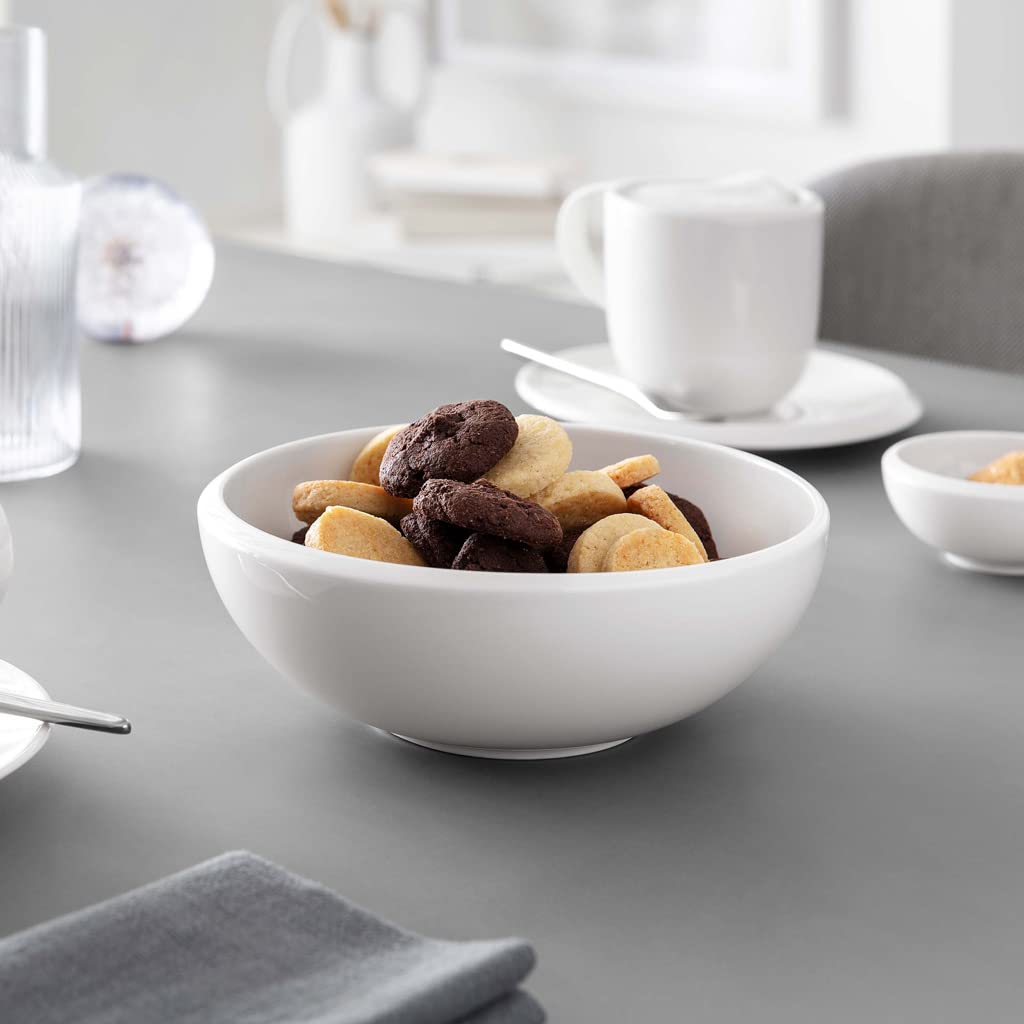 Villeroy & Boch NewMoon Small Serving Bowl 33.75 oz - Premium White Porcelain Dishwasher Safe Bowl for Salads, Desserts & Entertaining - Elegant Tableware for Dinner Parties, Holidays & Everyday Use