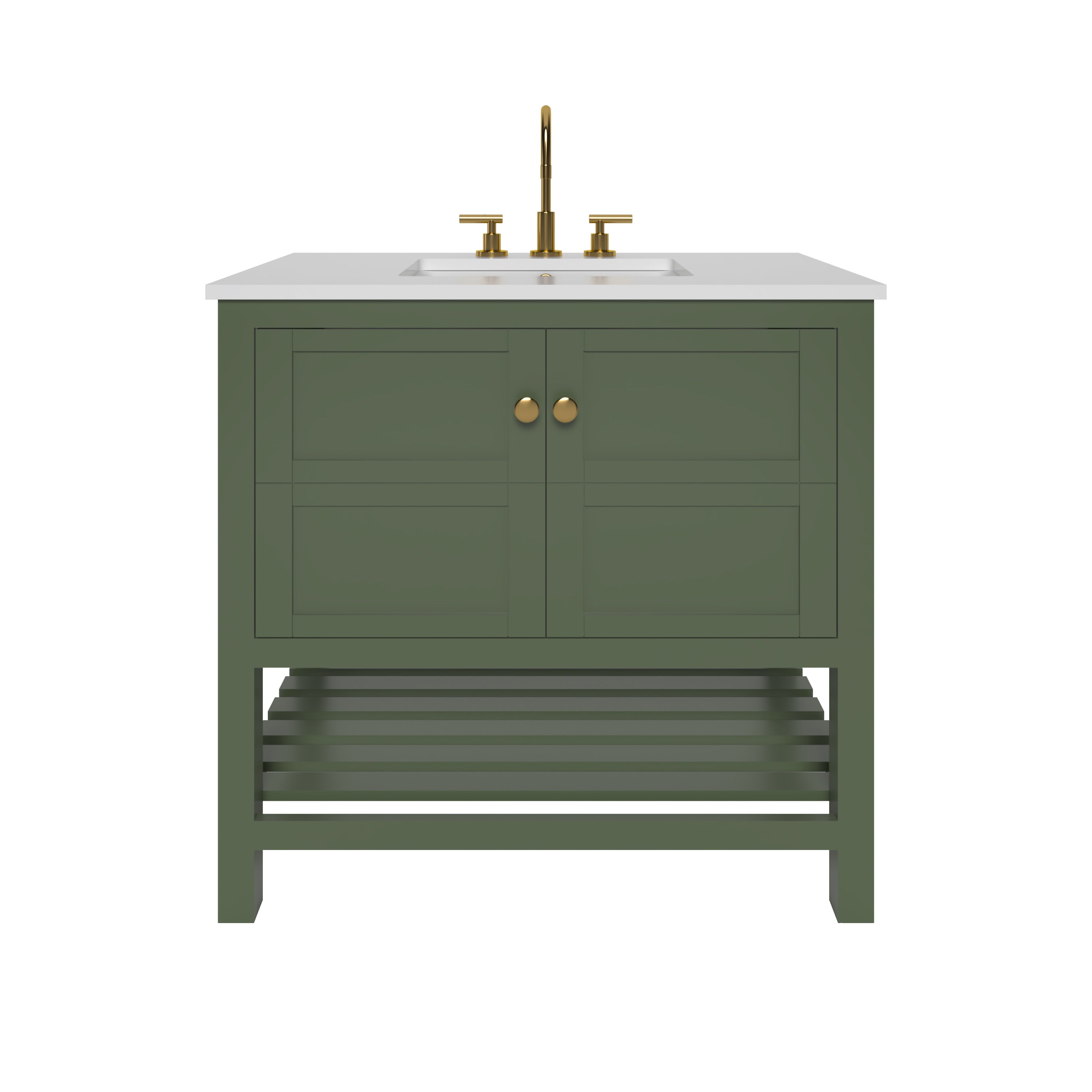 35.5 Inch Bathroom Vanity Cabinet in Sage Green - Modern Single Sink Storage for Small Bathrooms | Nearmé Dallas Collection | Perfect for Powder Rooms, Guest Baths & Apartment Renovations