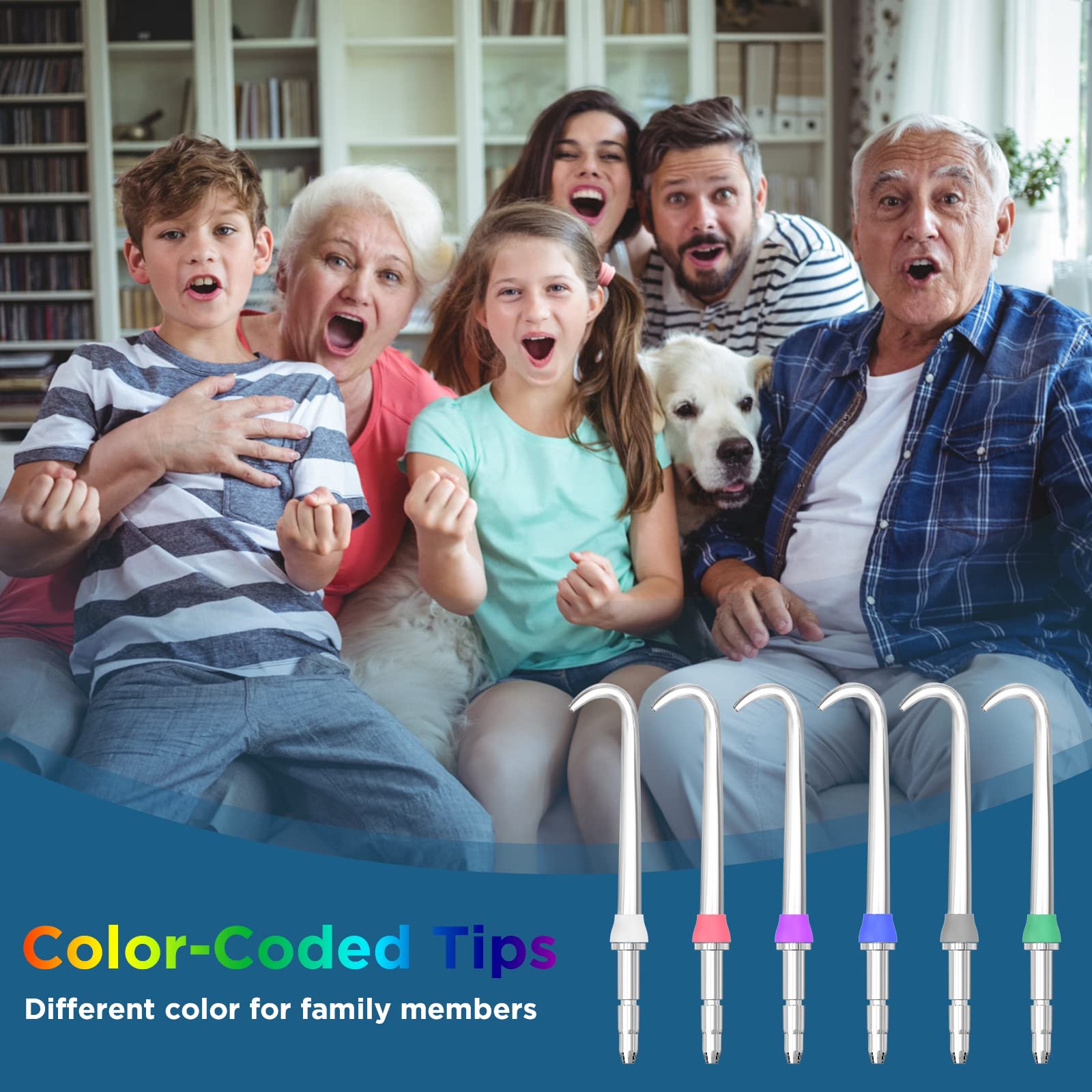 Waterpik Replacement Heads & Implant Denture Tips (6-Pack) - Perfect for Water Flosser Oral Care at Home or Travel