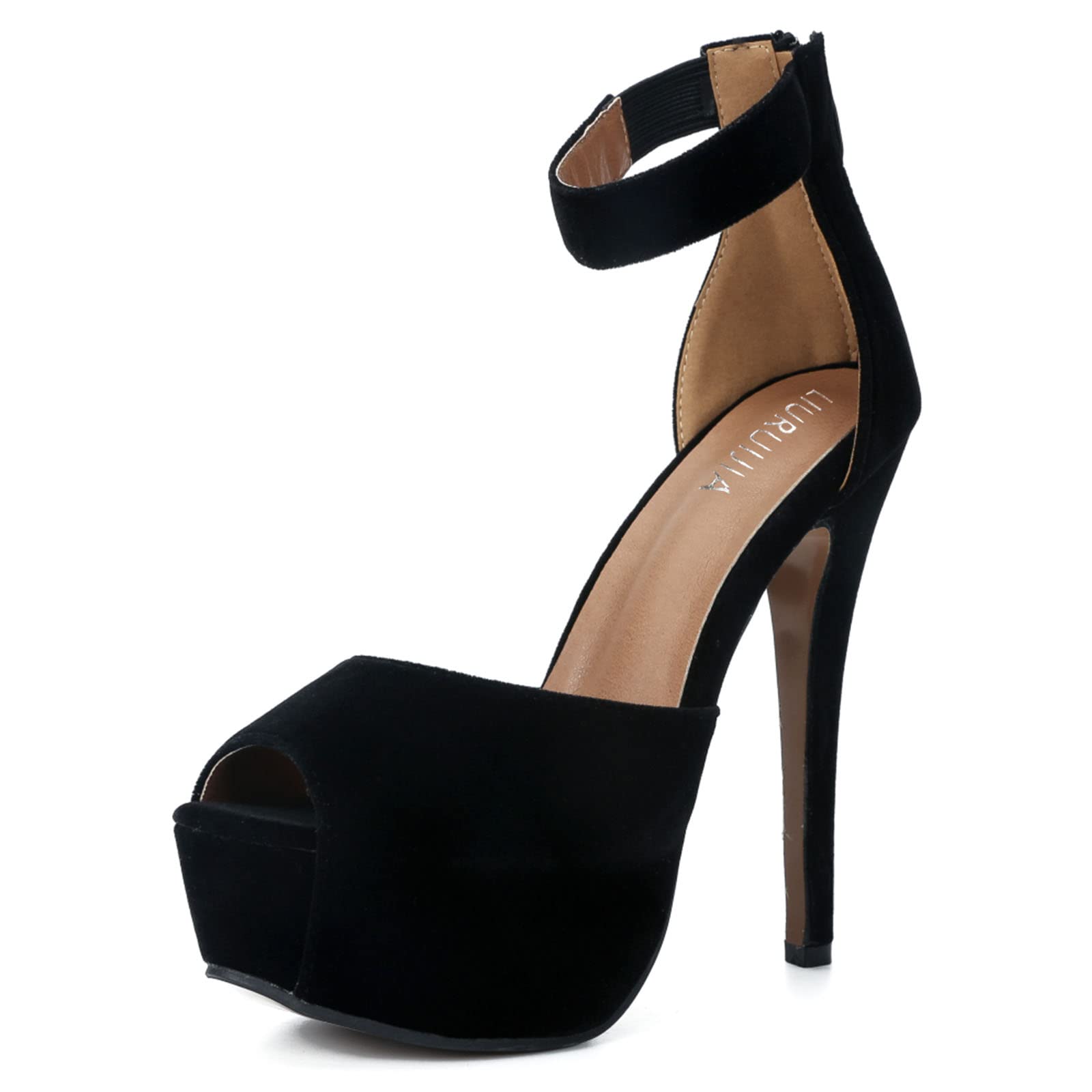 LIURUIJIA Women's Ankle Strap High Heel Sandals - Peep Toe Platform Pumps for Wedding, Bridal & Evening Dresses - Perfect for Prom, Party & Special Occasions