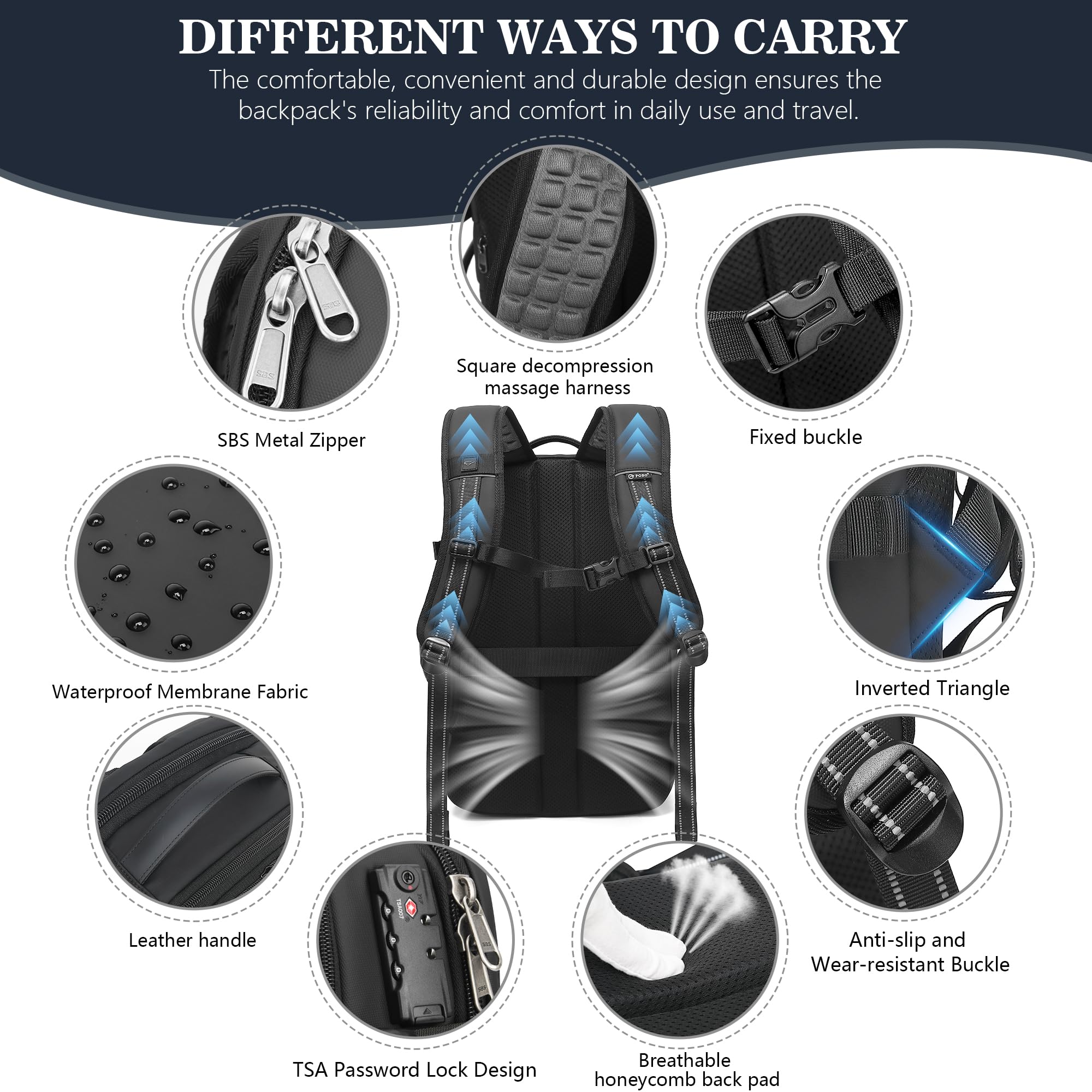 60L Expandable Airback Vacuum Seal Compression Travel Backpack with Electric Pump - Water Resistant, TSA Lock & Airbag Technology for Space Saving - Perfect for Camping, Hiking & International Travel (Black)