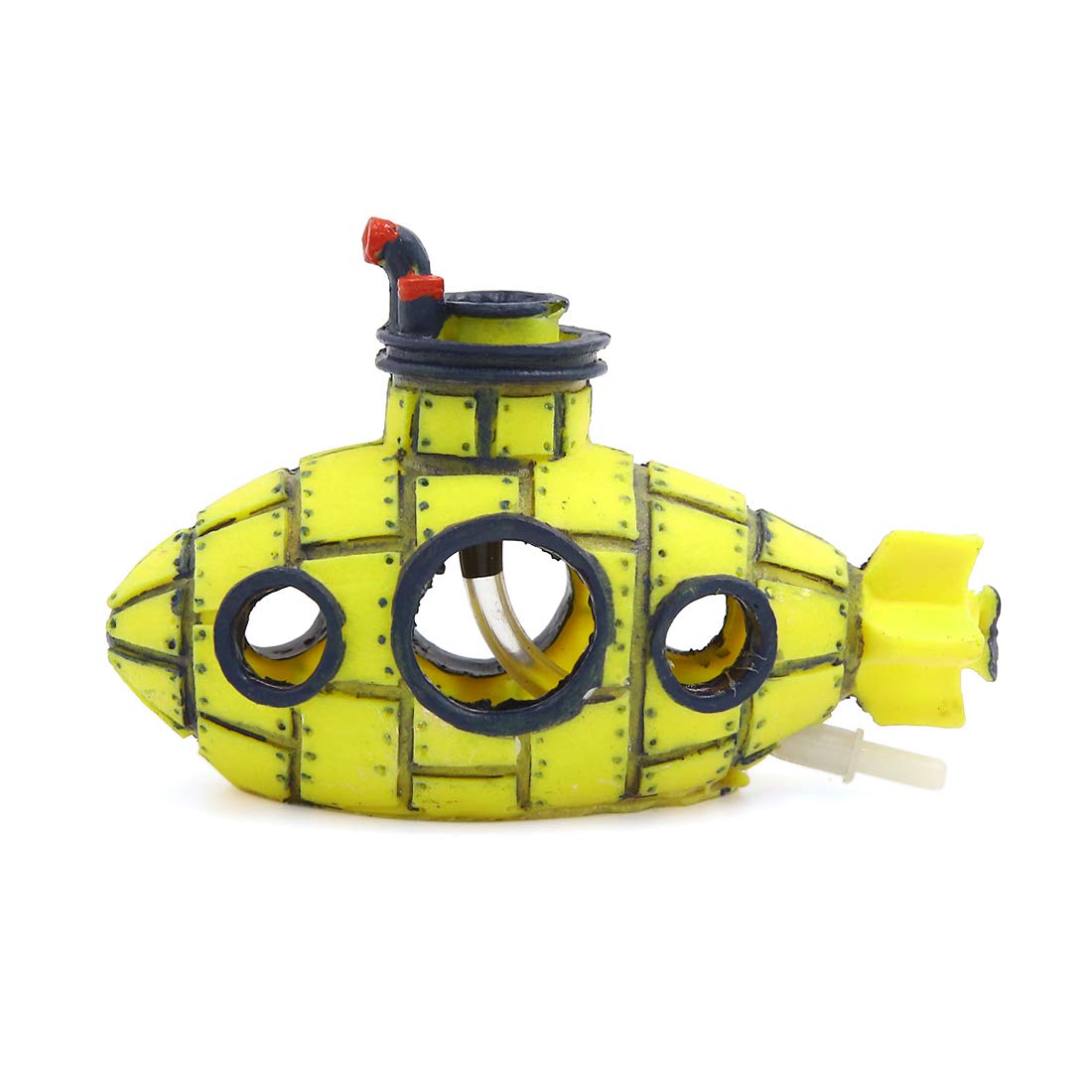uxcell Yellow Spaceship Aquarium Bubble Maker - Fish Tank Decoration Ornament 13x6x8cm for Freshwater & Saltwater Tanks - Fun Bubble Stream for Aquatic Pets Play