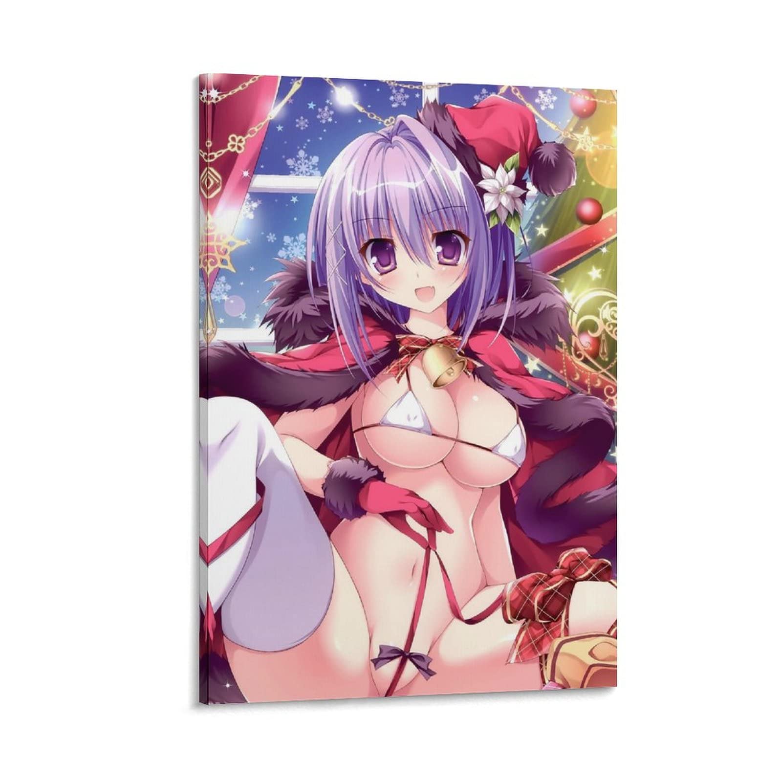 Sexy Anime Canvas Art Print - Christmas Themed Modern Wall Decor for Bedroom & Living Room - 24x36 Inches (60x90cm) - Perfect for Anime Lovers' Home Decoration & Gift Giving