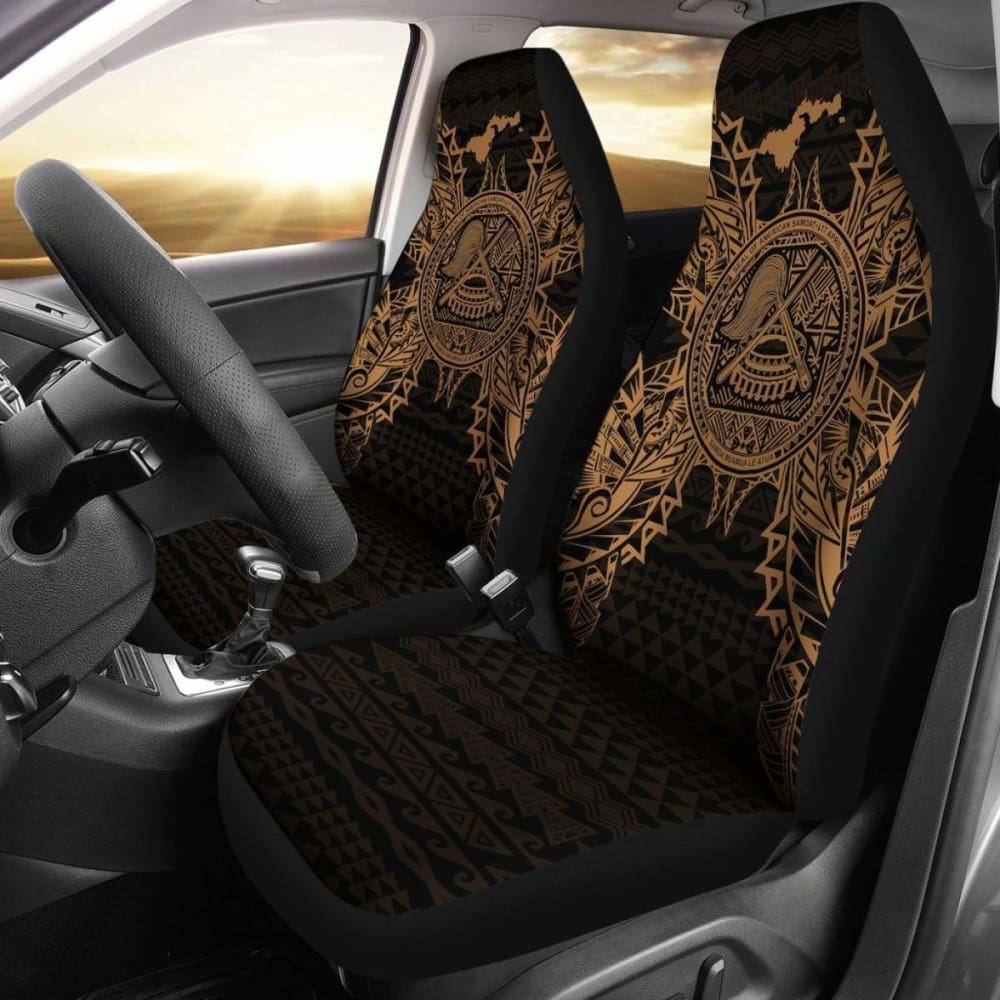 Premium American Samoa Car Seat Covers with Seal Map Gold Design - Durable & Stylish Protection for Vehicles - Perfect for Travel, Commuting, and Family Road Trips