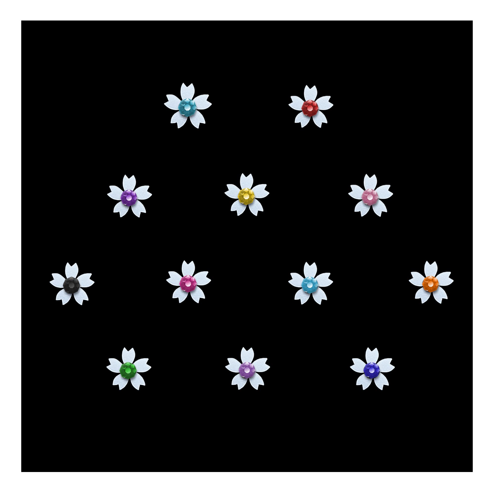 Cute White Floral Baby Bindi Stickers with Colorful Stones - 6mm Kids Face Decoration for Parties, Festivals & Special Occasions (Pack of BB048) - Perfect for Indian Weddings, Diwali Celebrations and Cultural Events