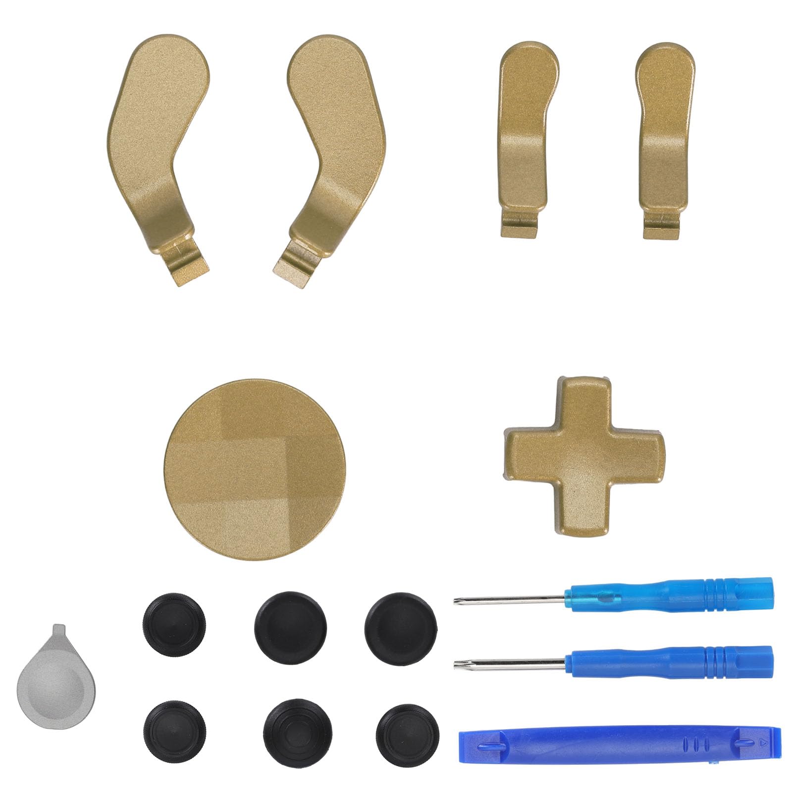 13 in 1 Metal Thumbsticks for Xbox One Elite Series 2 Controller - Replacement Joystick Caps & Accessories Kit (Gold) - Enhance Precision for FPS, Racing & Competitive Gaming