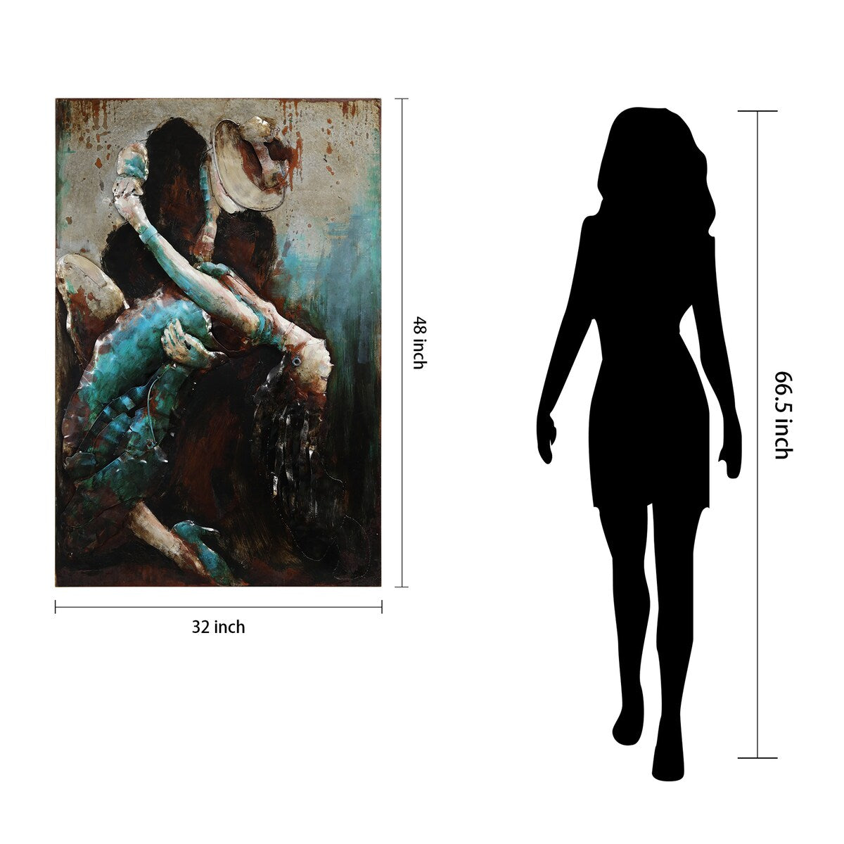 Hand-Painted Mixed Media Iron Wall Art for Ballroom Dancers - Elegant Home Decor for Living Room, Bedroom & Dance Studio