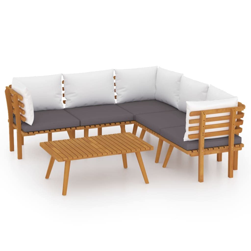 vidaXL Solid Acacia Wood Patio Lounge Set with Cushions - Rustic Outdoor Furniture for Patio, Terrace, Garden - Durable & Weather-Resistant - Perfect for Relaxing, Entertaining & Outdoor Dining