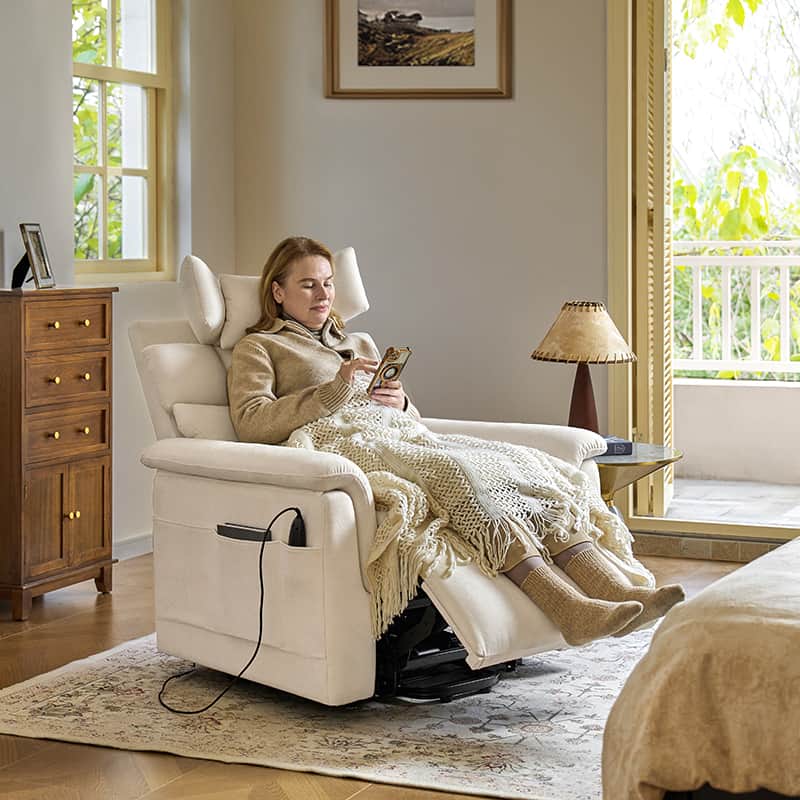 Lift Assist Power Recliner Geri Chair with Intense Massage & Heat - Electric Lift Chair for Elderly & Disabled - Perfect for Living Room, Bedroom & Home Care