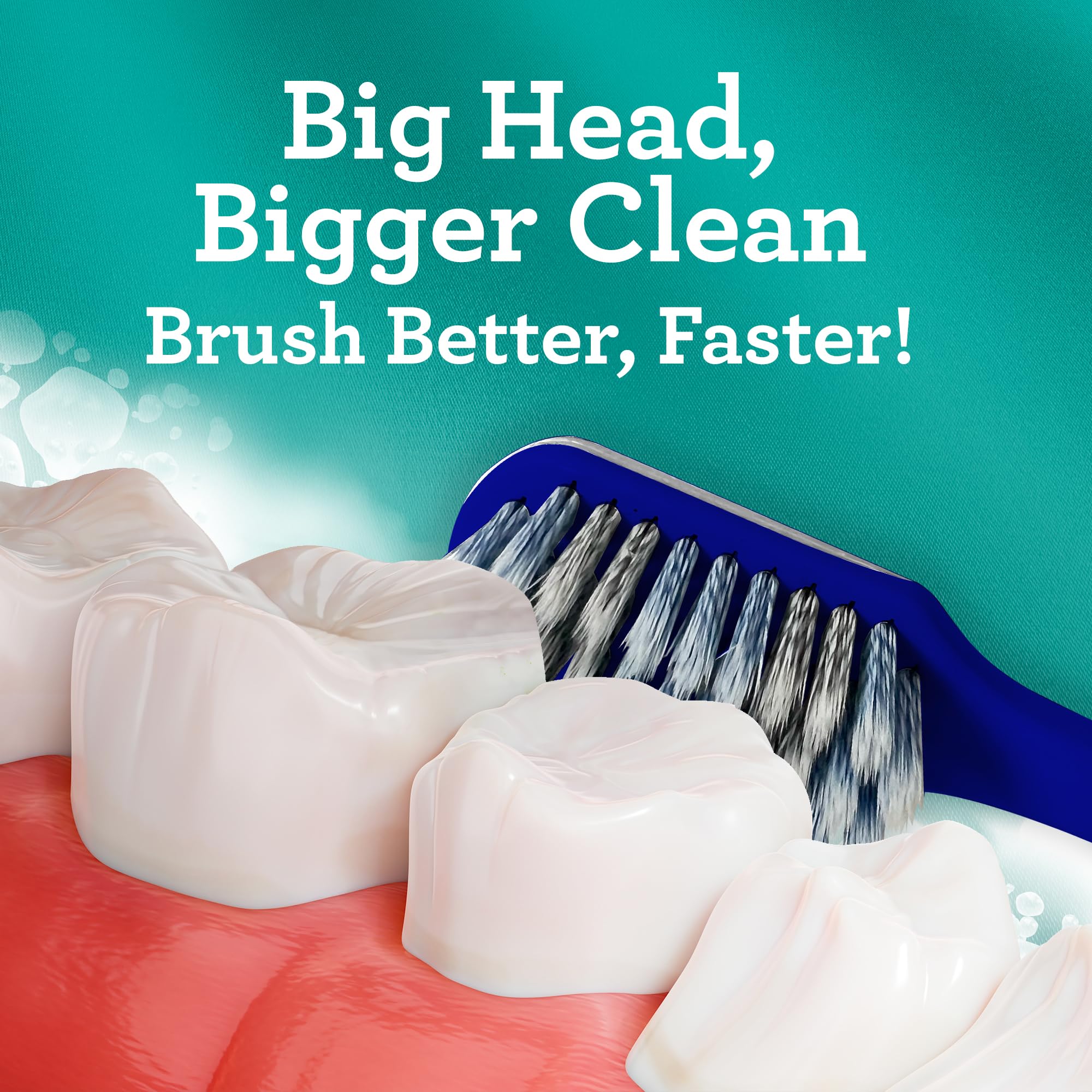 GuruNanda Gentle Giant Toothbrush with Dual Action Flossing Spiral Bristles - Ergonomic Non-Slip Grip for Effective Teeth Whitening - BPA Free (4 Pack) - Perfect for Travel, Home & Office Use