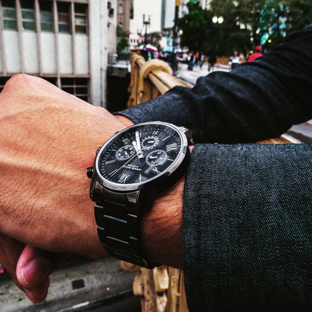 ARIES GOLD URBAN ETERNAL G 103 & B 103 Black Couple Watches - Luxury Matching Timepieces for Anniversary Gifts & Romantic Date Nights