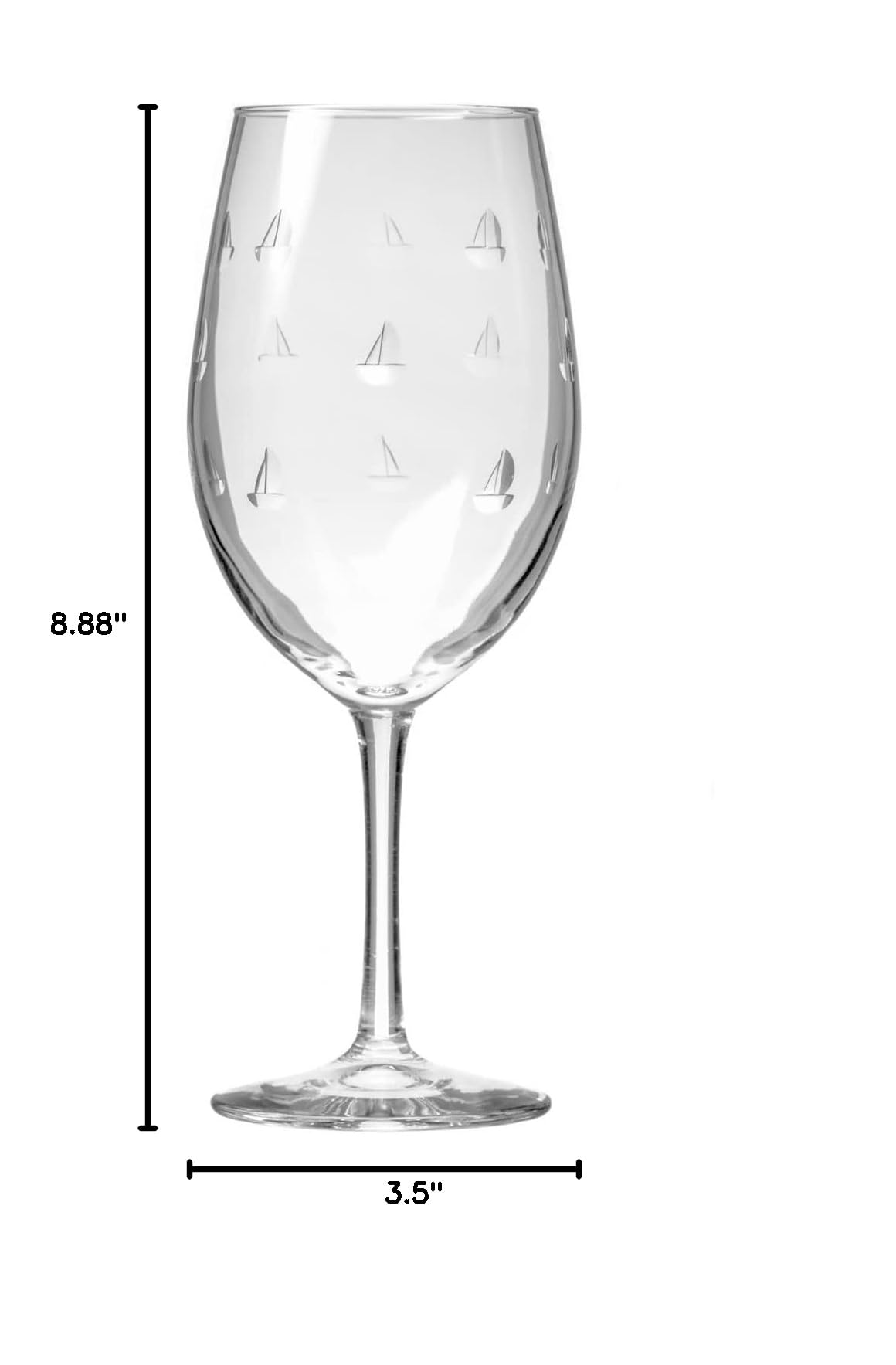 Premium Rolf Glass Sailing All-Purpose Wine Glasses - Set of 4 (18oz Each) | Lead-Free Crystal Clear Glassware | Engraved Large Wine Cups | Made in USA | Perfect for Red Wine, White Wine, Cocktails & Entertaining