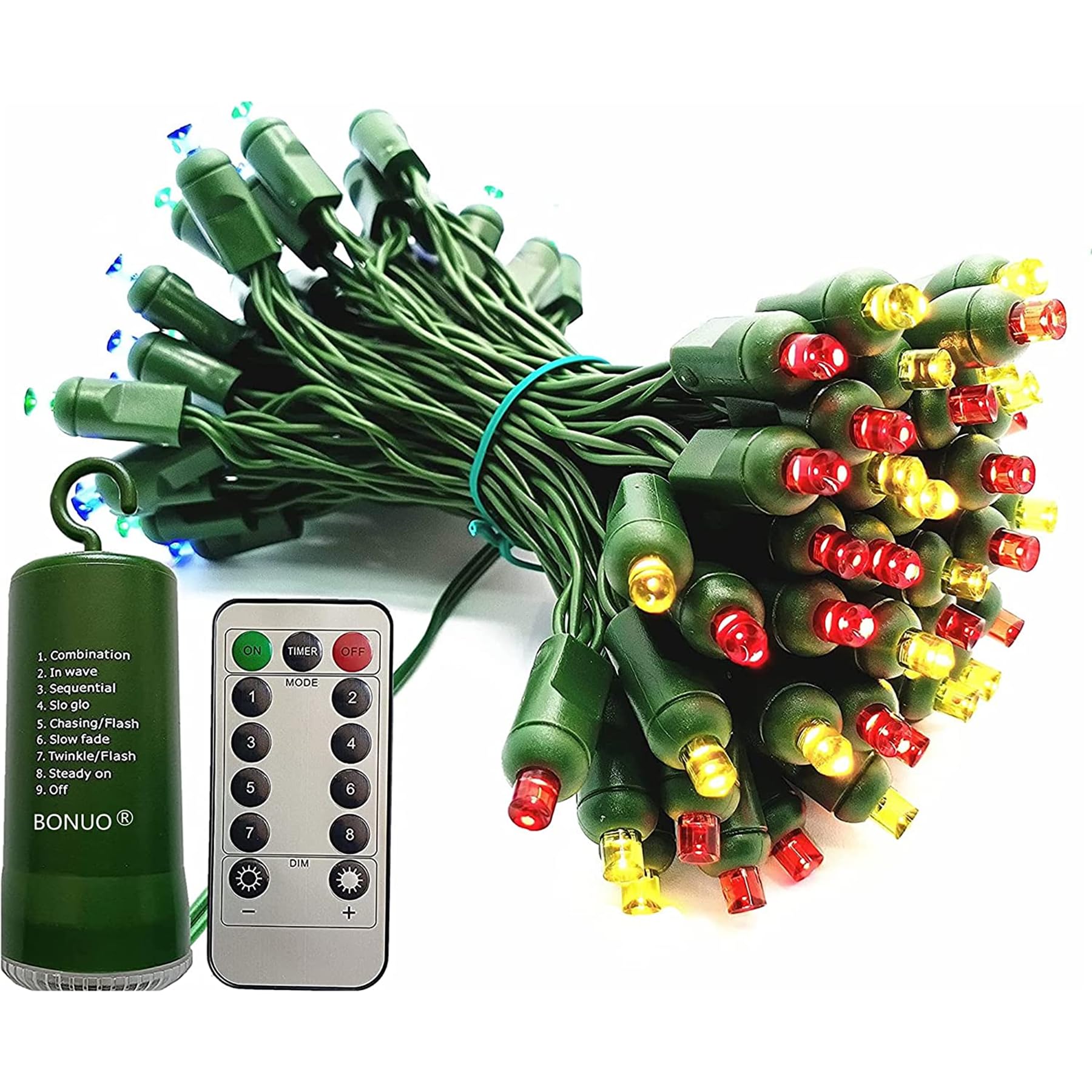 50 LED Battery Operated Christmas Lights - 16FT 5mm Mini String Lights with Remote Timer & 8 Modes, Waterproof for Indoor/Outdoor Use - Perfect for Christmas Tree, Garden, Wreath, Party, Wedding, and Holiday Decorations (Multicolor)