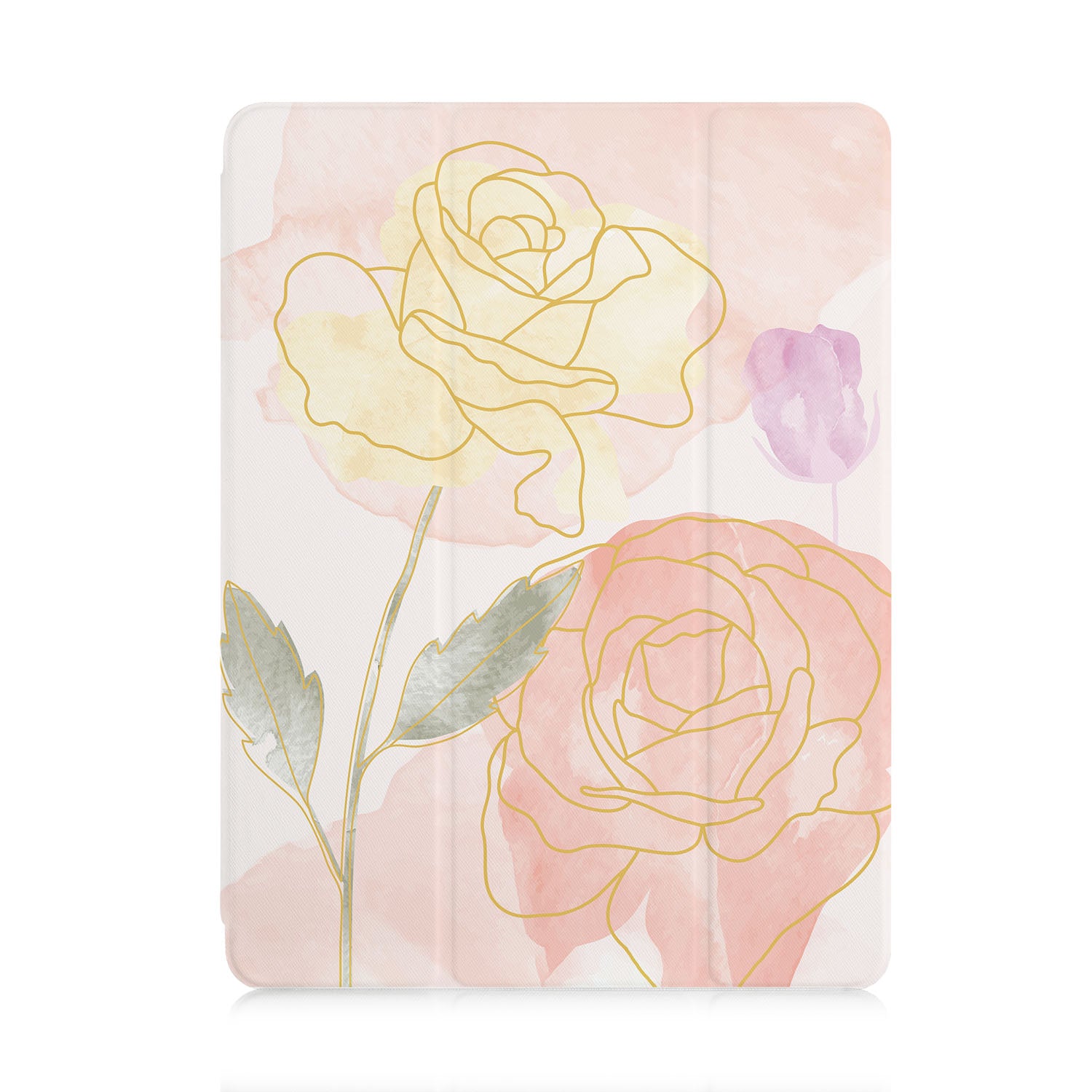 Stylish iPad Trifold Case with Artistic Floral Design - Perfect for Work, School & Travel Protection