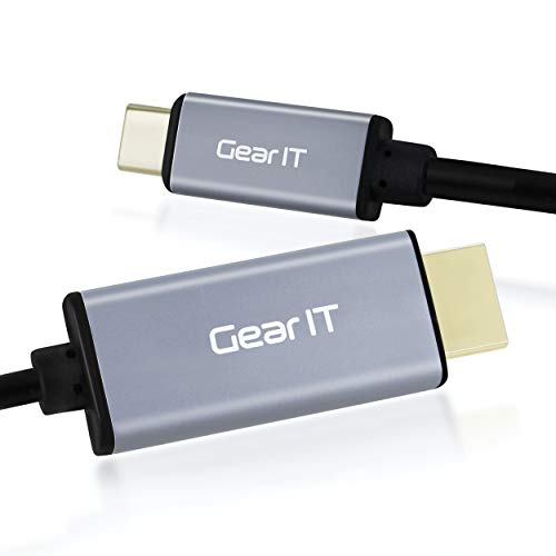 GearIT 6ft USB-C to HDMI Cable 4K@60Hz - Thunderbolt 3 Compatible for MacBook Pro/Air, iPad Pro, Surface Book 2, Samsung Galaxy S10 - High Speed Type C to HDMI Cord for Home Theater, Office Presentations & Gaming - Black