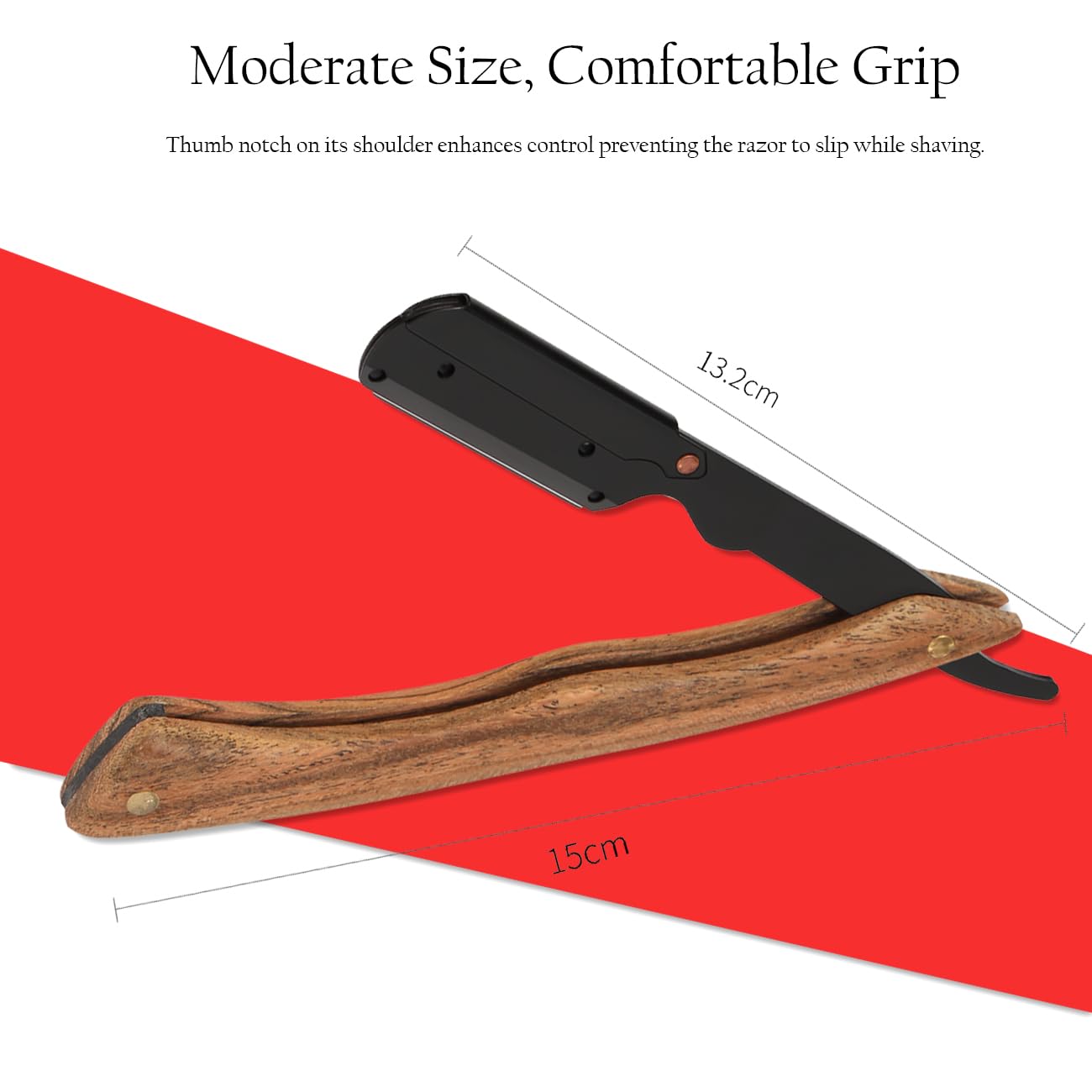 Professional Stainless Steel Straight Razor for Men - Barber Shaving Razor with 10 Replacement Blades & Wooden Handle (Brown) | Perfect for Home Grooming, Beard Shaping and Professional Barber Use