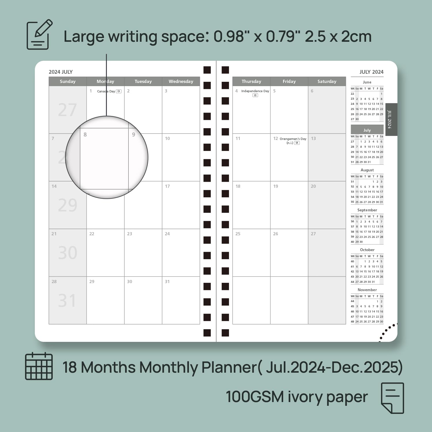 POPRUN 2024-2025 Monthly Planner - 18-Month Pocket Calendar (July 2024 - Dec 2025) - 4