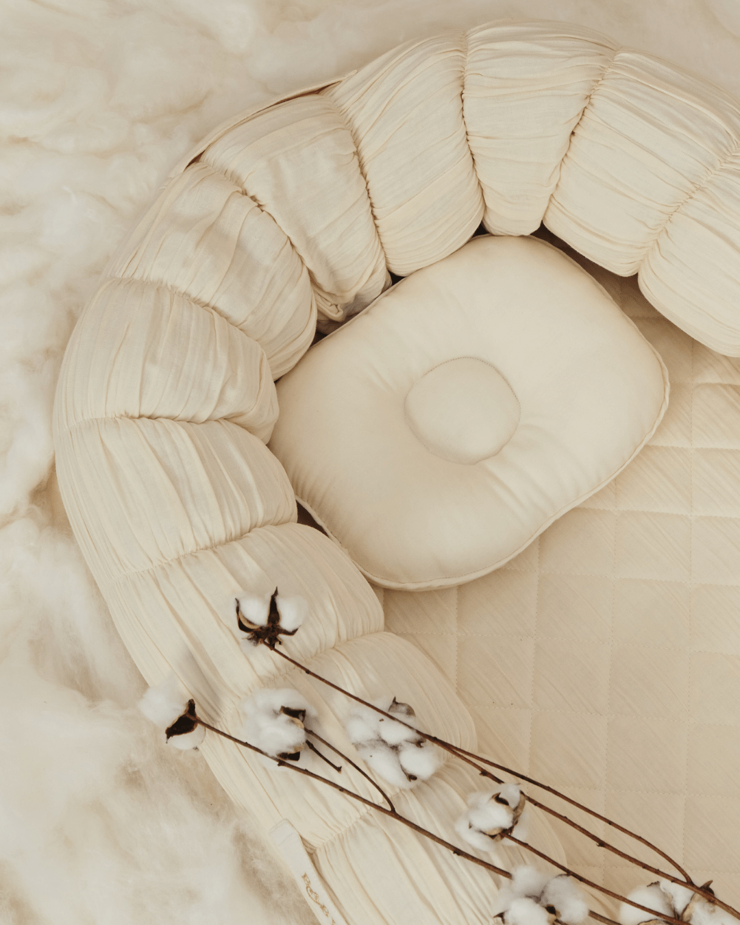 The Sleep Cloud Nest Ecru Baby Blanket with Rocking Horse Design - Soft & Cozy for Nursery, Swaddling, and Stroller Use