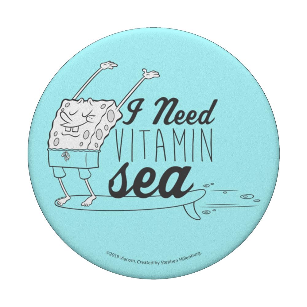 SpongeBob SquarePants Vitamin Sea Surf PopSockets - Standard PopGrip Phone Grip & Stand for iPhone, Samsung, Smartphones - Perfect for Beach Days, Summer Travel & Pop Culture Fans