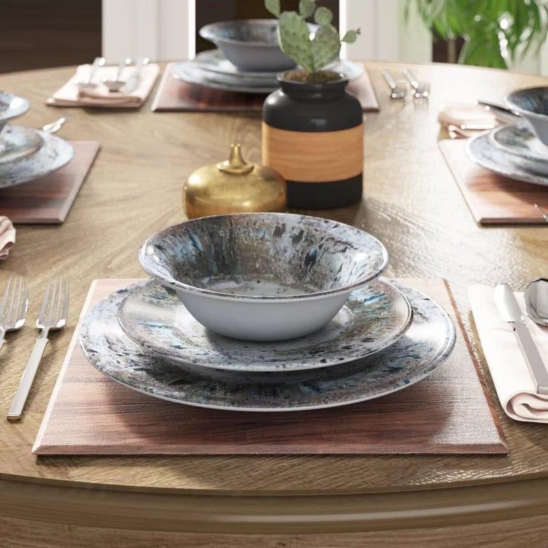 Premium Heavyweight Melamine Dinner Plates - Durable Stone Design for Outdoor Dining, Camping & Picnics