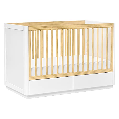 Babyletto Bento 3-in-1 Convertible Crib with Storage Drawers - White & Natural - Nursery & Toddler Bedroom