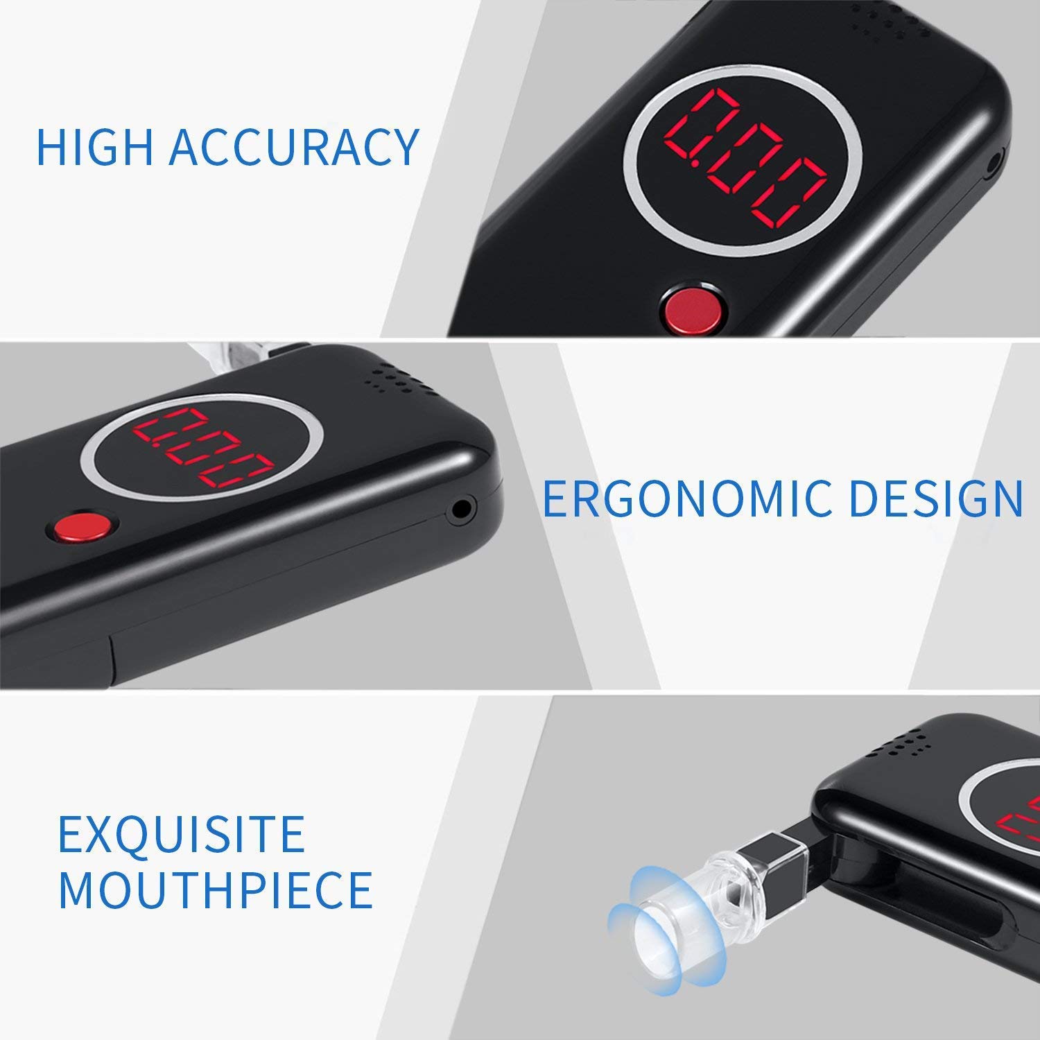 Professional Digital LCD Alcohol Breath Tester - Portable Breathalyzer Analyzer for Car, Home & Workplace Use | Accurate BAC Detection Device for Drivers & Safety Checks