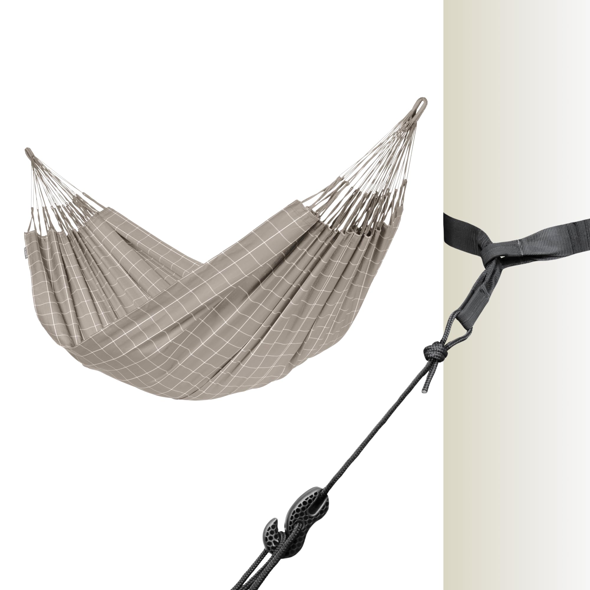 La Siesta® Large Double Brisa Classic Hammock with Tree Mount Suspension Kit - Weather-Resistant Almond Outdoor/Indoor Hammock Swing for Backyard, Patio, Camping & Relaxation