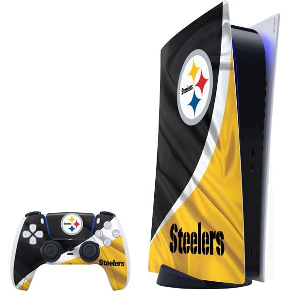 Official NFL Pittsburgh Steelers PS5 Skin Decal - Custom Gaming Skin Compatible with PS5 Console & Controller Bundle | Perfect for Game Room Decor & Steelers Fan Gifts