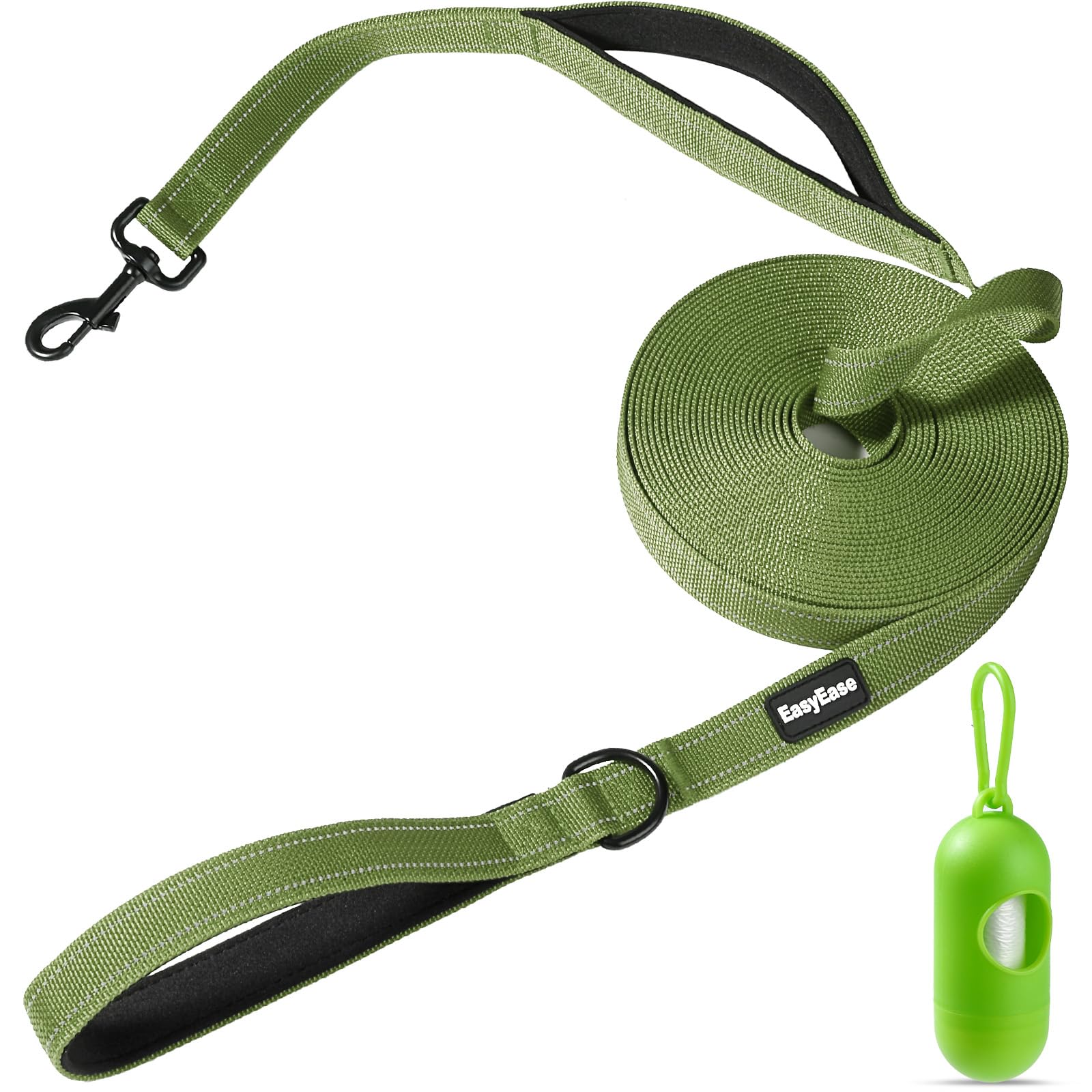 30FT Heavy Duty Reflective Dog Leash with 2 Soft Padded Handles - Durable Training & Walking Lead for Small, Medium & Large Dogs - Perfect for Outdoor Adventures, Jogging, Hiking and Nighttime Safety
