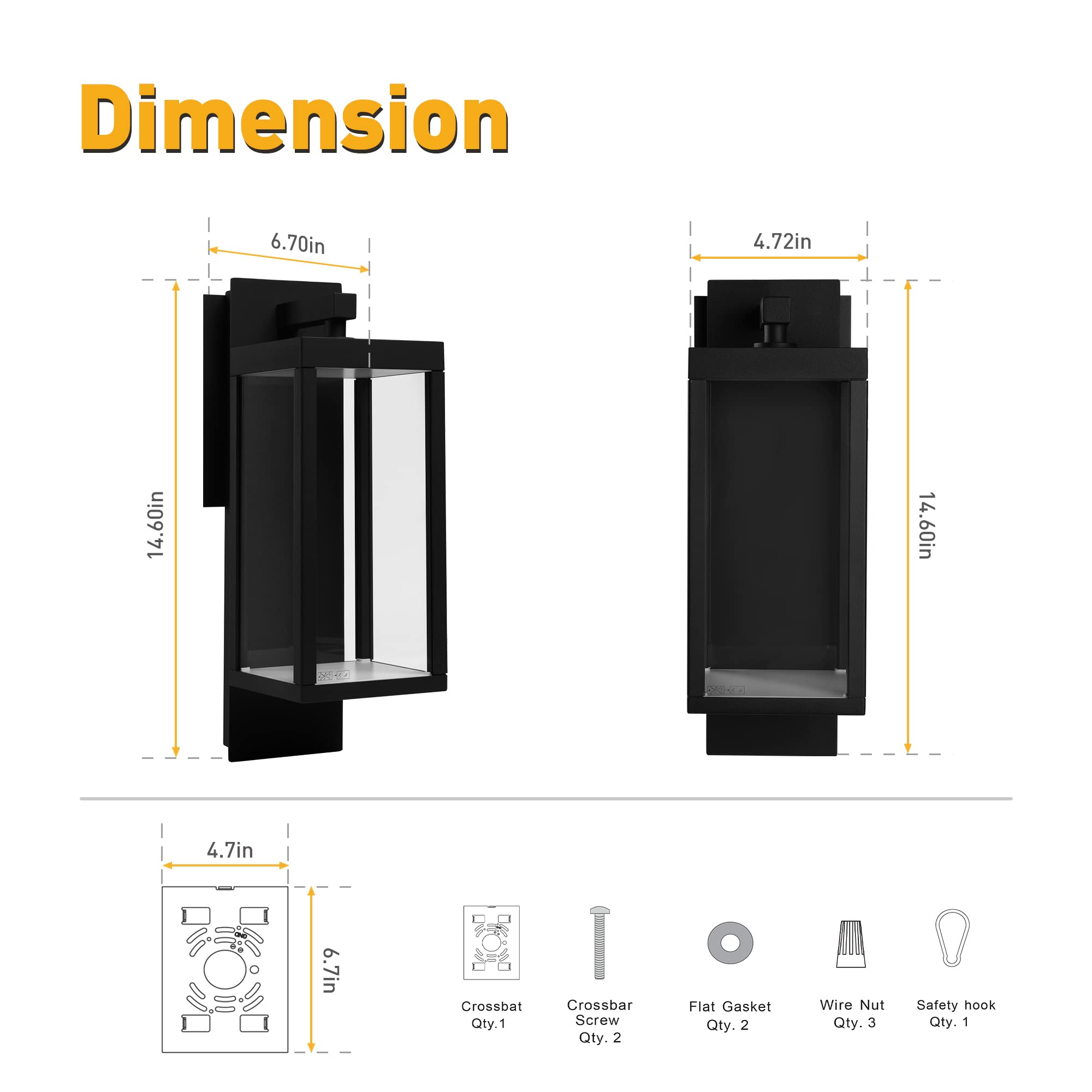 Black Outdoor Wall Sconce Lantern with Dusk to Dawn Sensor - 13W LED Exterior Light, IP54 Waterproof, 800 Lumens, 3000K Warm White - Aluminum Wall Mount Lighting for Porch, Front Door, Garden & Patio | Energy-Efficient & Weatherproof