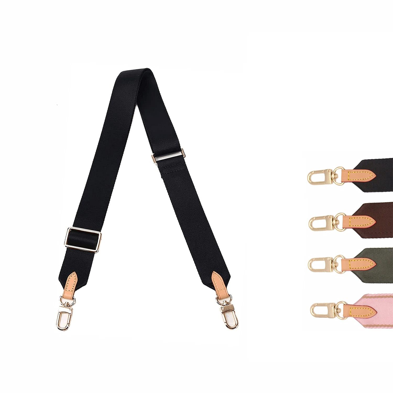 Adjustable Multi Pochette Replacement Strap - Crossbody Wide Canvas Luggage Strap for Shoulder Bags - Versatile & Durable (Black) | Perfect for Travel, Daily Use & Fashion Accessories