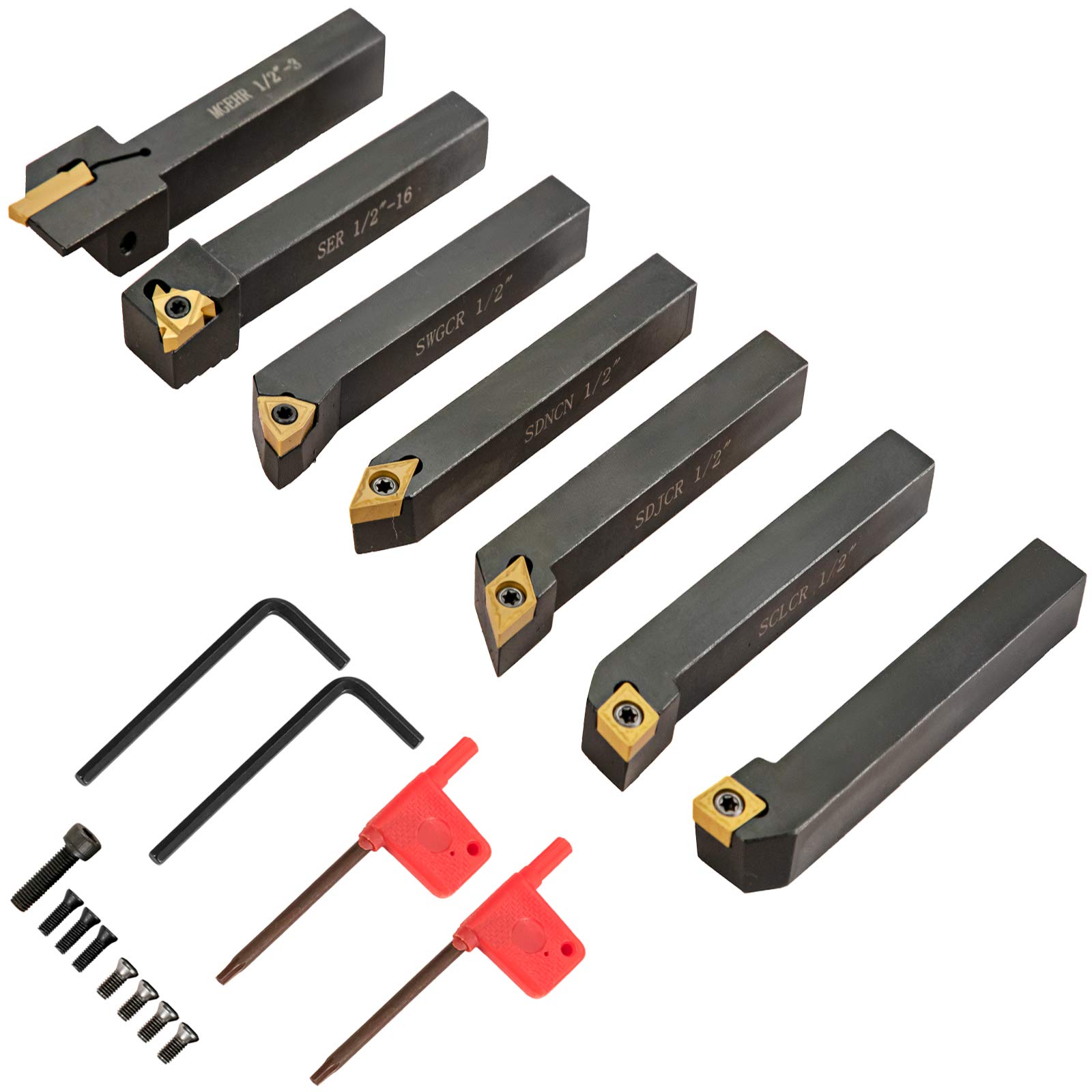 BestEquip 7-Piece Indexable Carbide Lathe Tool Set - 1/2