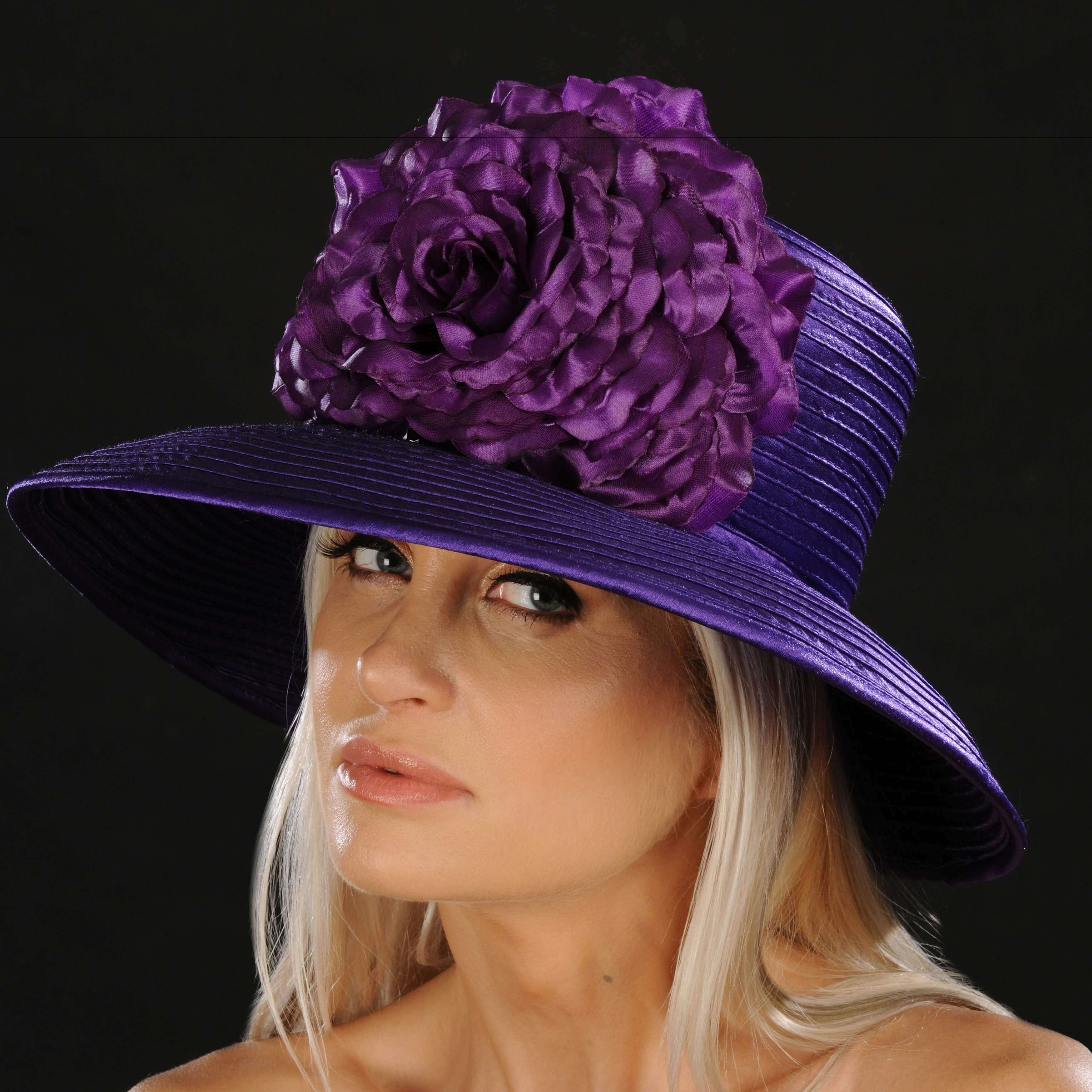 Elegant Purple Satin Dress Hat for Women - Fashionable Church Hat, Wedding Hat & Special Occasion Accessory - Perfect for Church Services, Weddings, Parties and Formal Events