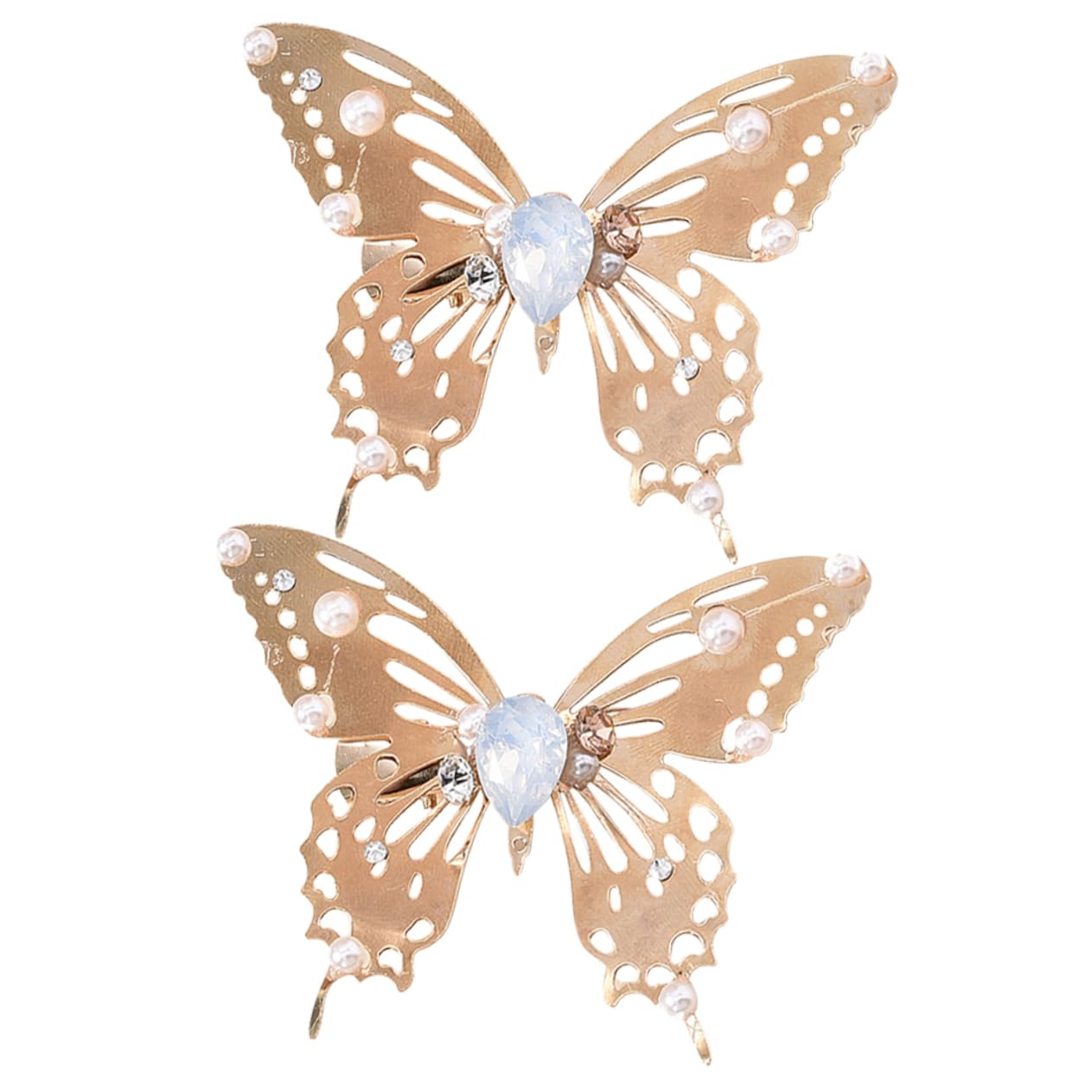 Mikinona 2-Pack Butterfly Hair Clips for Women & Girls - Small Decorative Barrettes, Alloy Fairy Hairpins for Everyday Wear, Parties & Weddings
