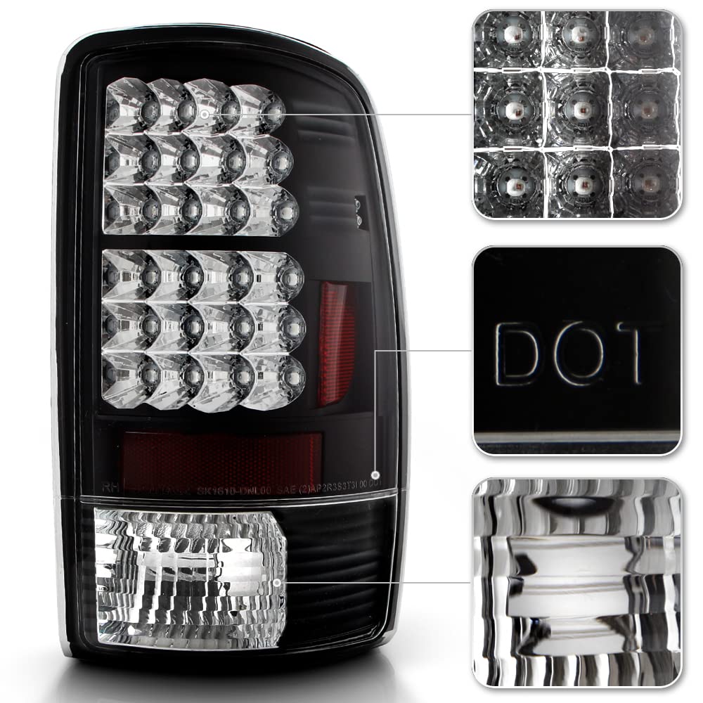 ACANII Black LED Tail Lights Brake Lamps Pair - Replacement for 2000-2006 Chevy Suburban Tahoe GMC Yukon - Enhanced Visibility & Style for Night Driving & Off-Road Adventures