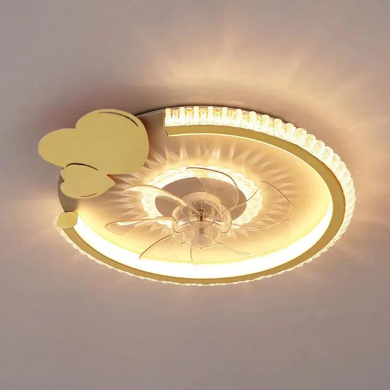 Modern Round Ceiling Fan with LED Light - Energy Efficient Quiet Bedroom Fan - Perfect for Bedroom, Living Room & Nursery Cooling & Lighting
