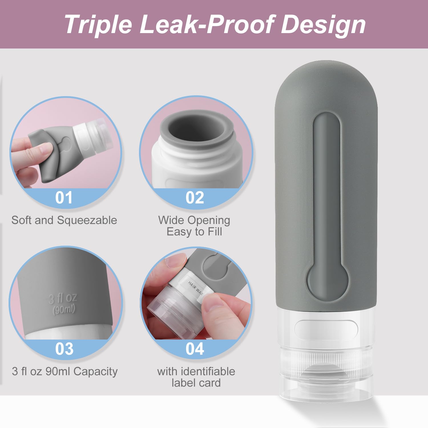 19 Pack Leak Proof Silicone Travel Bottles Set - TSA Approved Toiletry Containers for Shampoo, Conditioner & Cosmetics | Portable Travel Accessories with Toiletry Bag | Perfect for Air Travel, Gym & Vacation Essentials