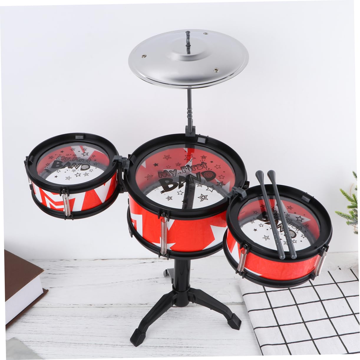 HONMEET Kids Drum Set - 5-Piece Musical Instrument Toy for Toddlers & Children, Red - Perfect for Early Learning, Birthday Gifts & Pretend Play
